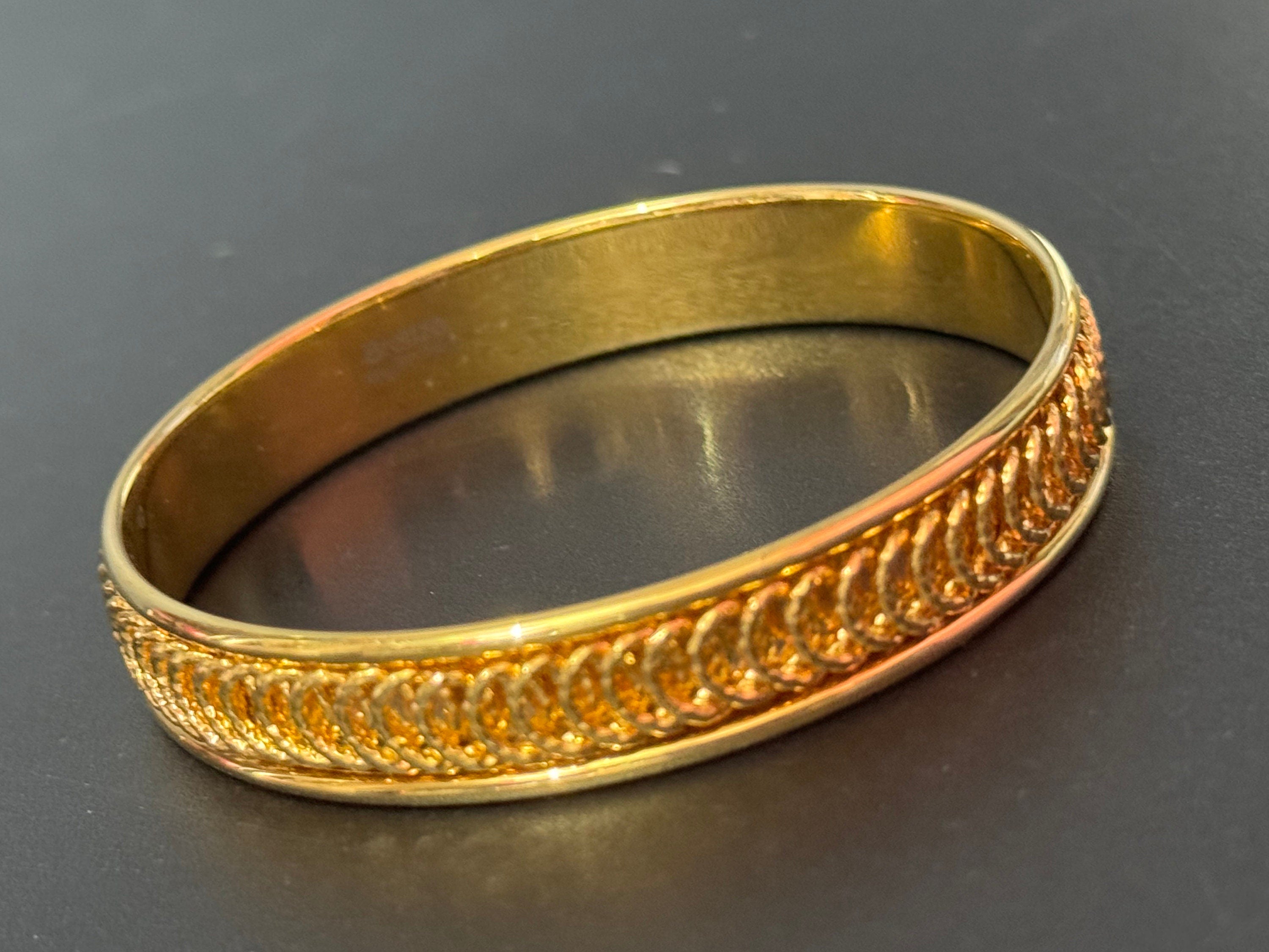 Vintage Italian MILOR Bronze gold plated  high end bangle 12mm wide