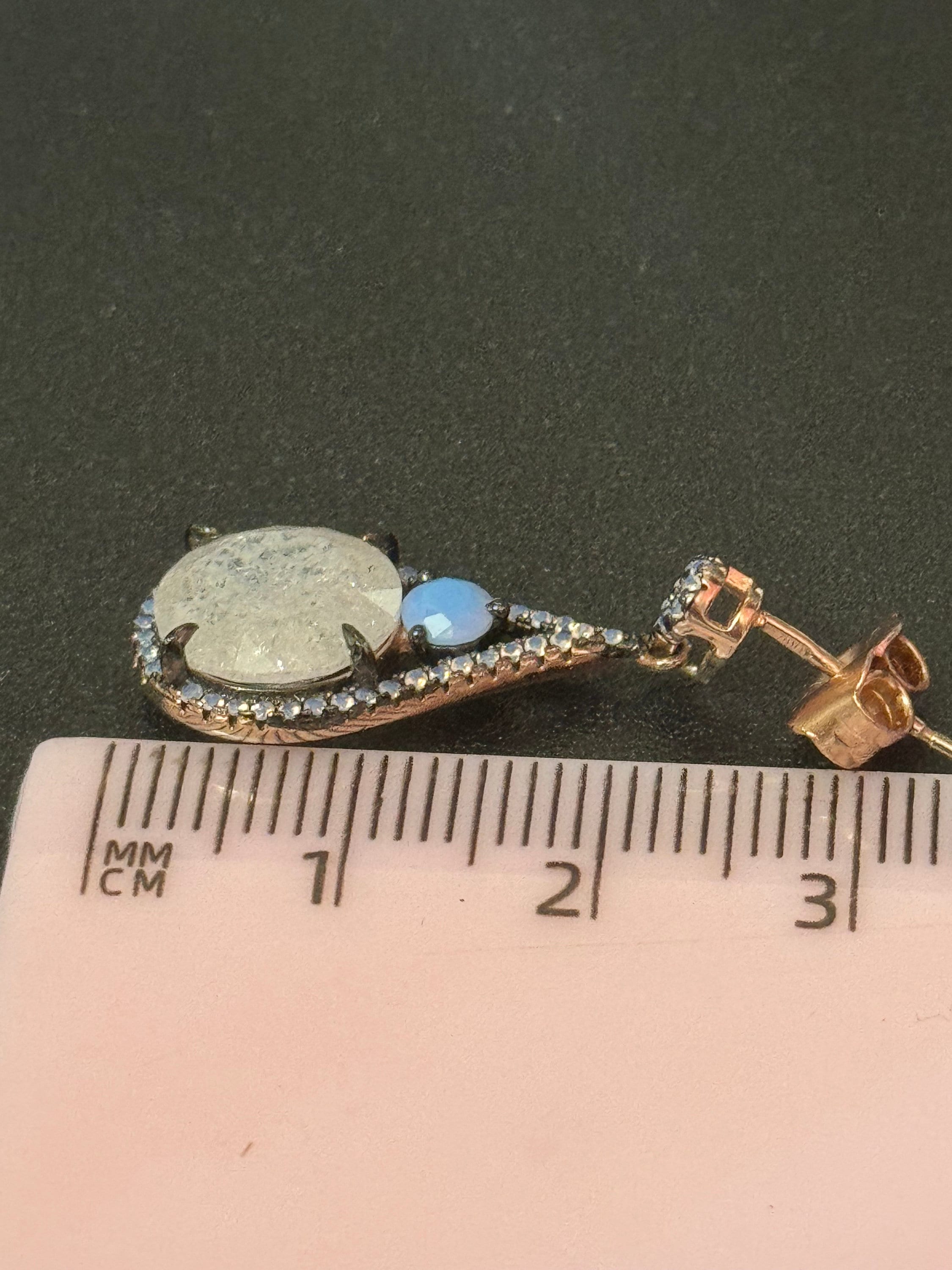 Salvatore plata high end sterling silver gilt Small teardrop shaped crystal turquoise white earrings in rose gold coating 925
