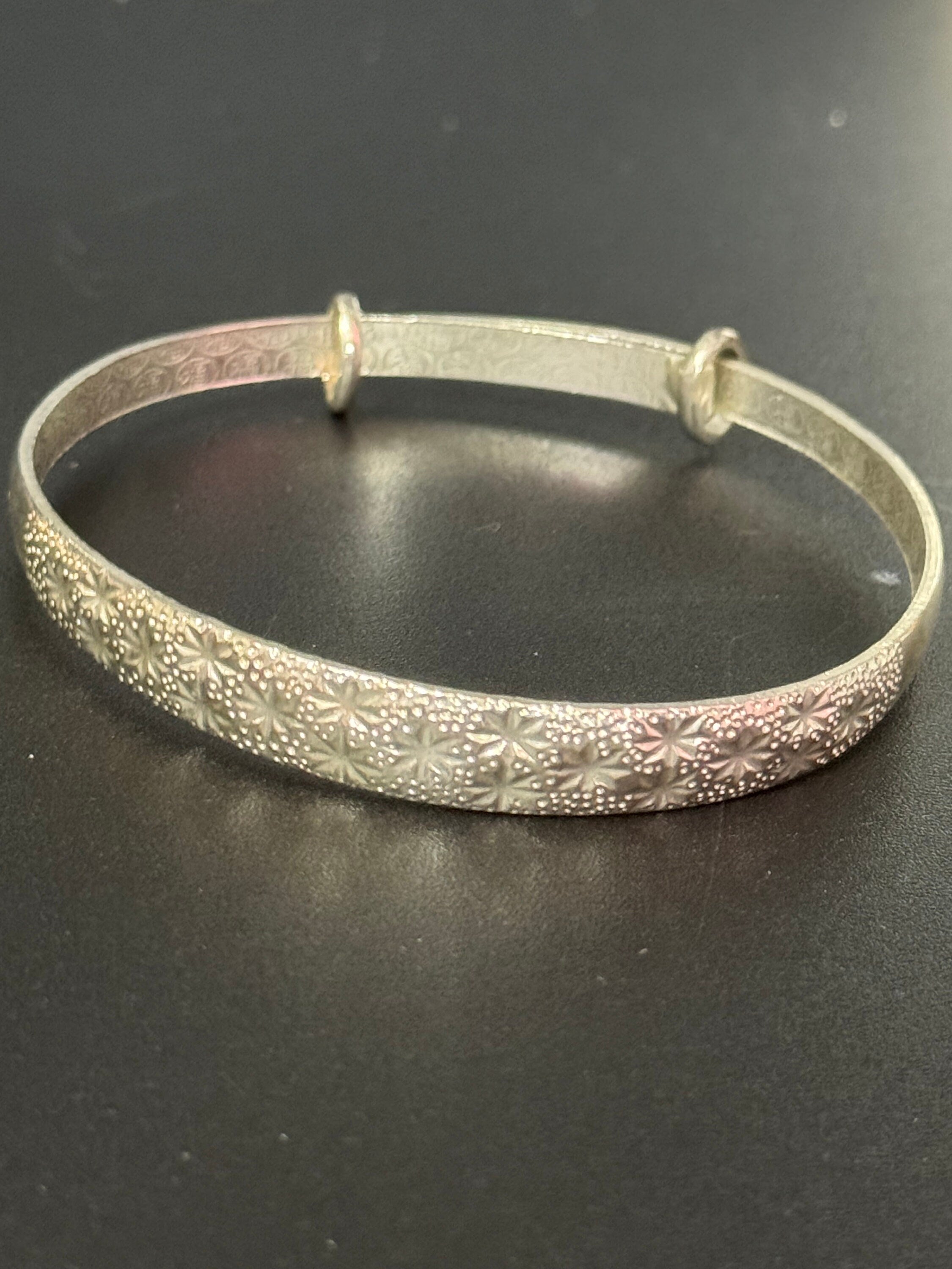 Vintage stamped 925 ornate Adjustable Solid Cuff Bangle Bracelet Retro Sterling Silver Chinese 16.4 grams