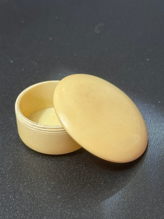 Antique vintage Threaded patch or pill pot box early plastic celluloid