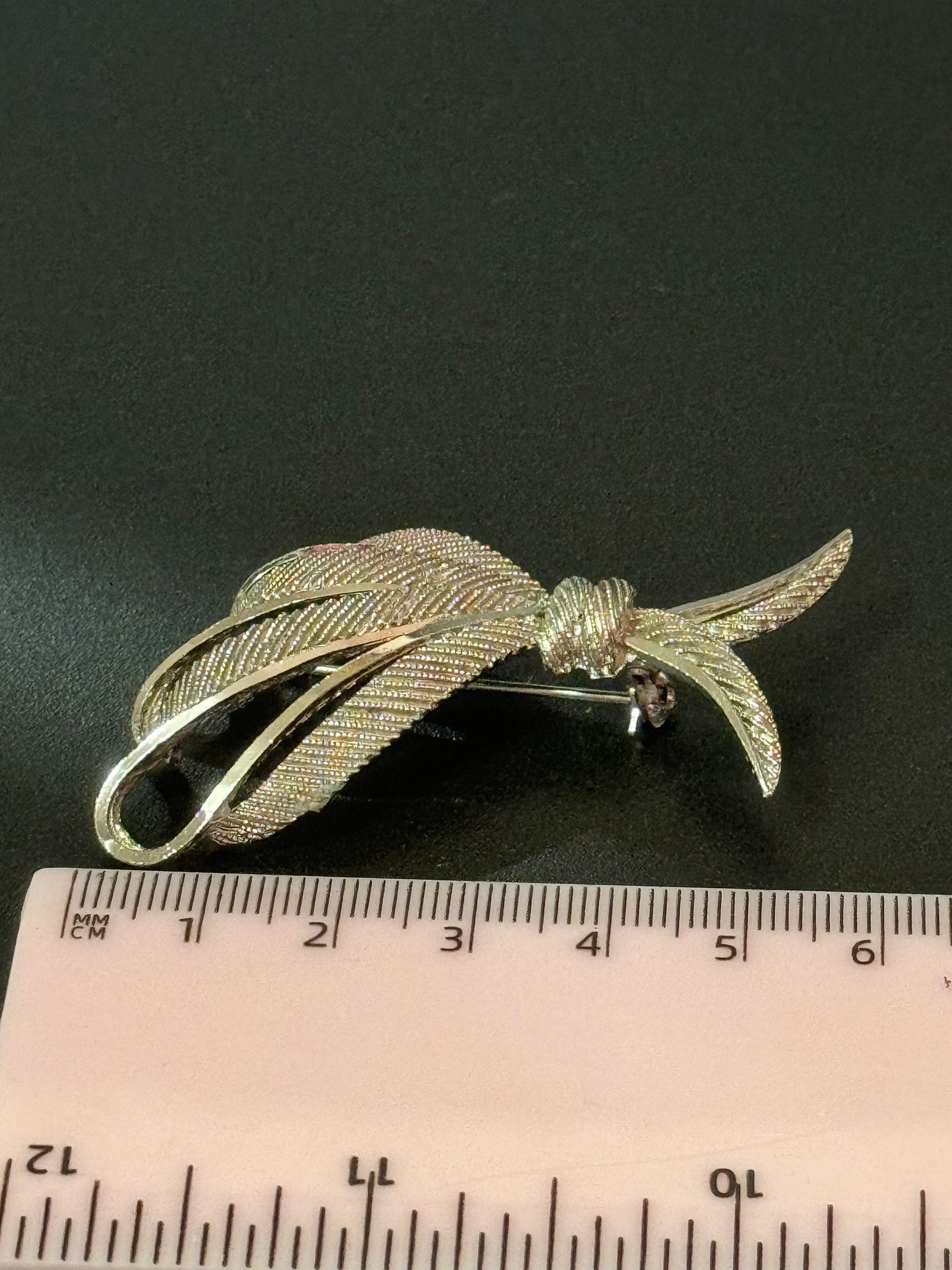 vintage modernist textured silver tone abstract brutalist brooch