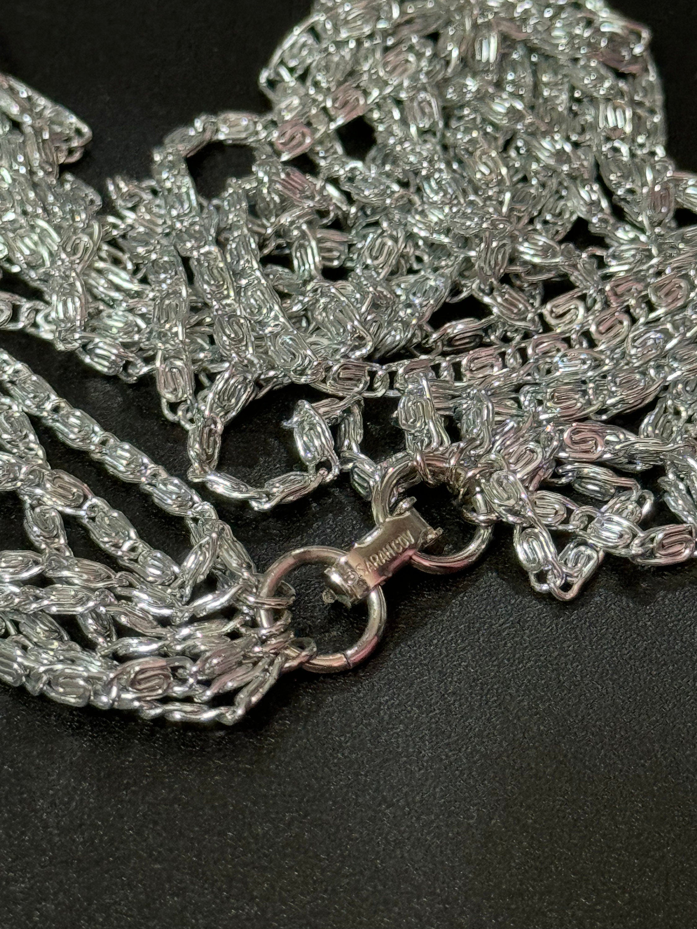 Petite fit signed Sarah Coventry silver tone Multi strand fancy link choker necklace