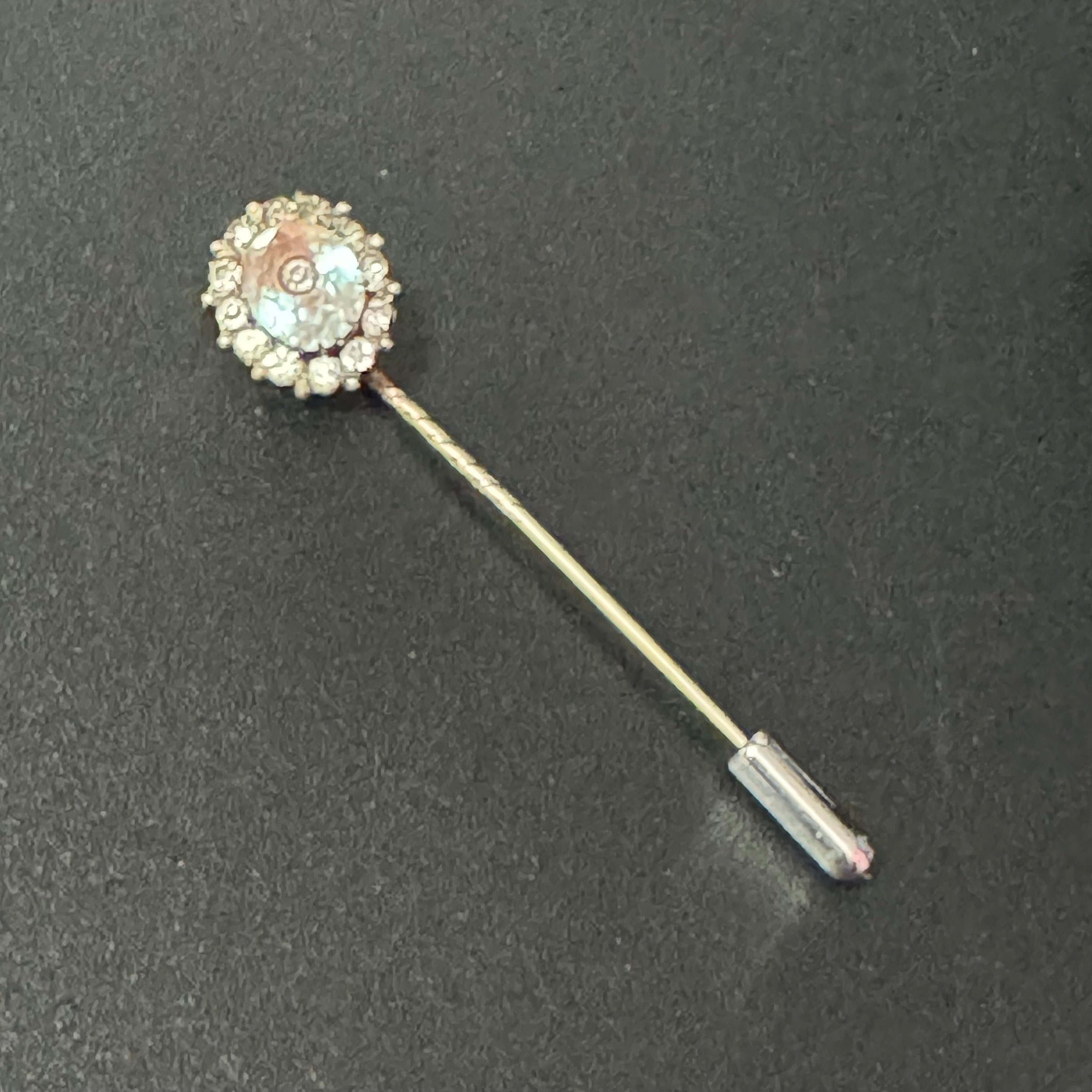 Antique Gentleman's Ladies silver & gold tone claw set rare SAPHIRET gem stone Stick Pin Tie Pin Cravat Pin 1800s 1900s