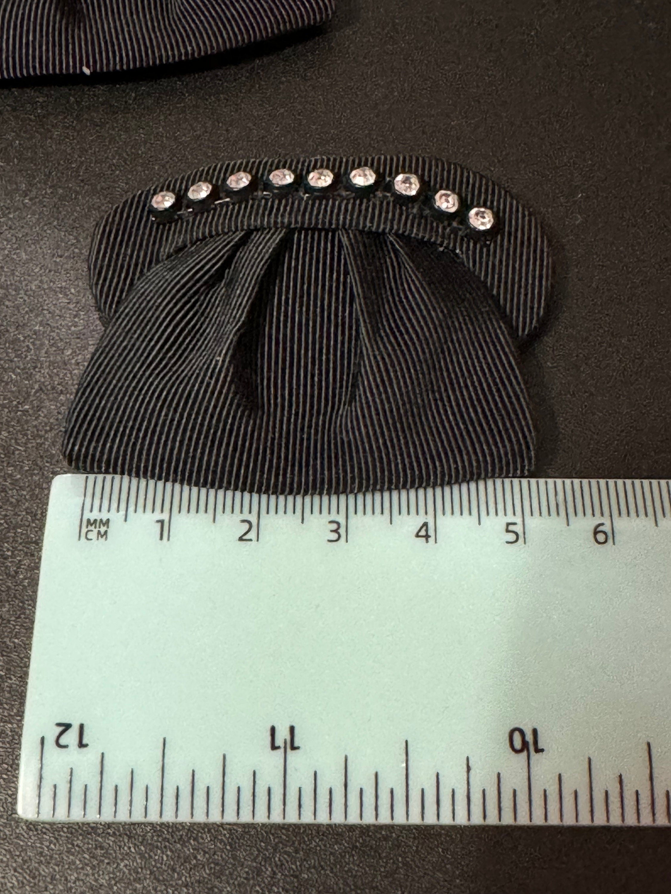 Pair of Black satin diamanté shoe clips Vintage