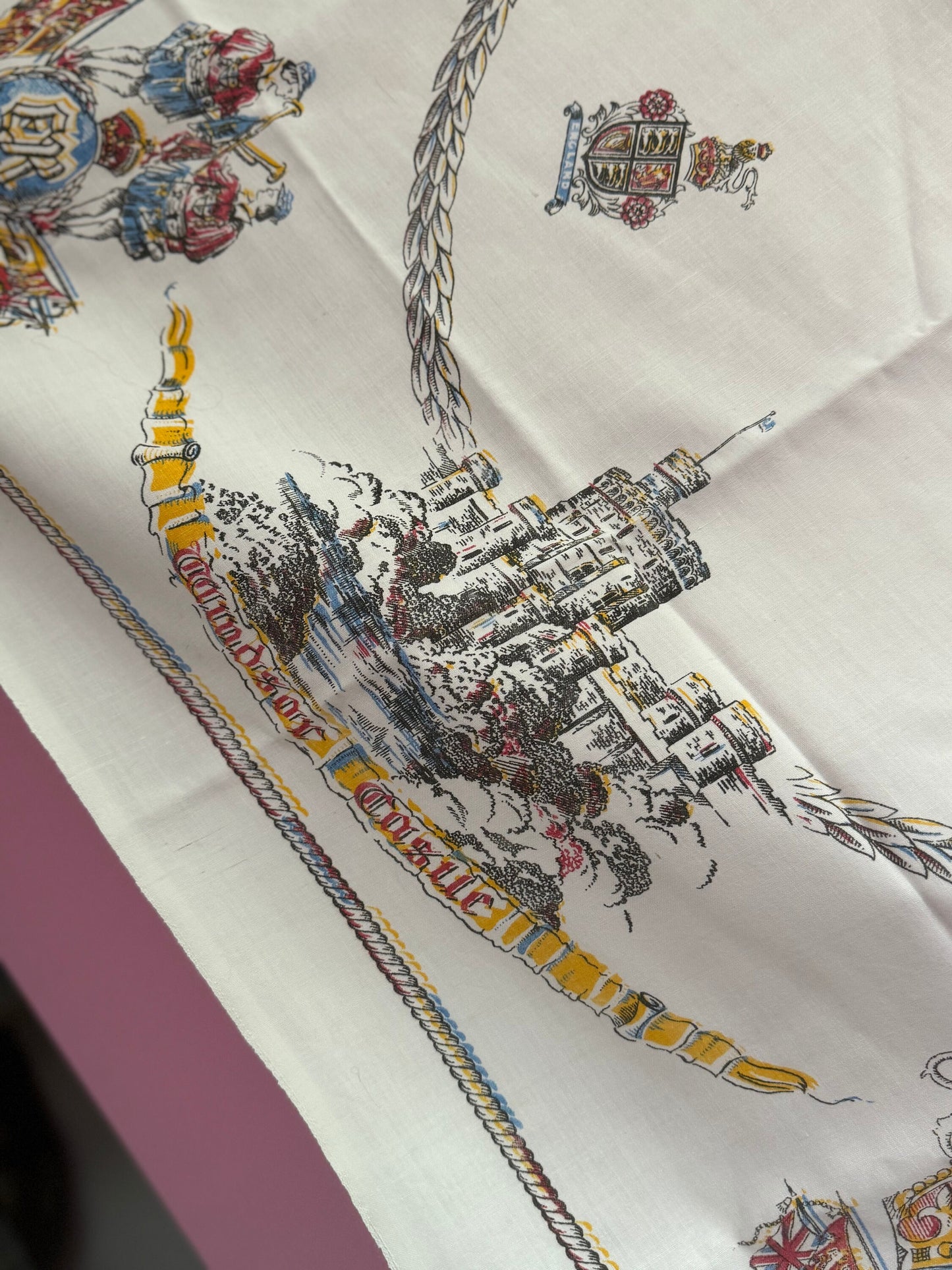 36” city of LONDON Vintage printed souvenir tablecloth towns landmarks