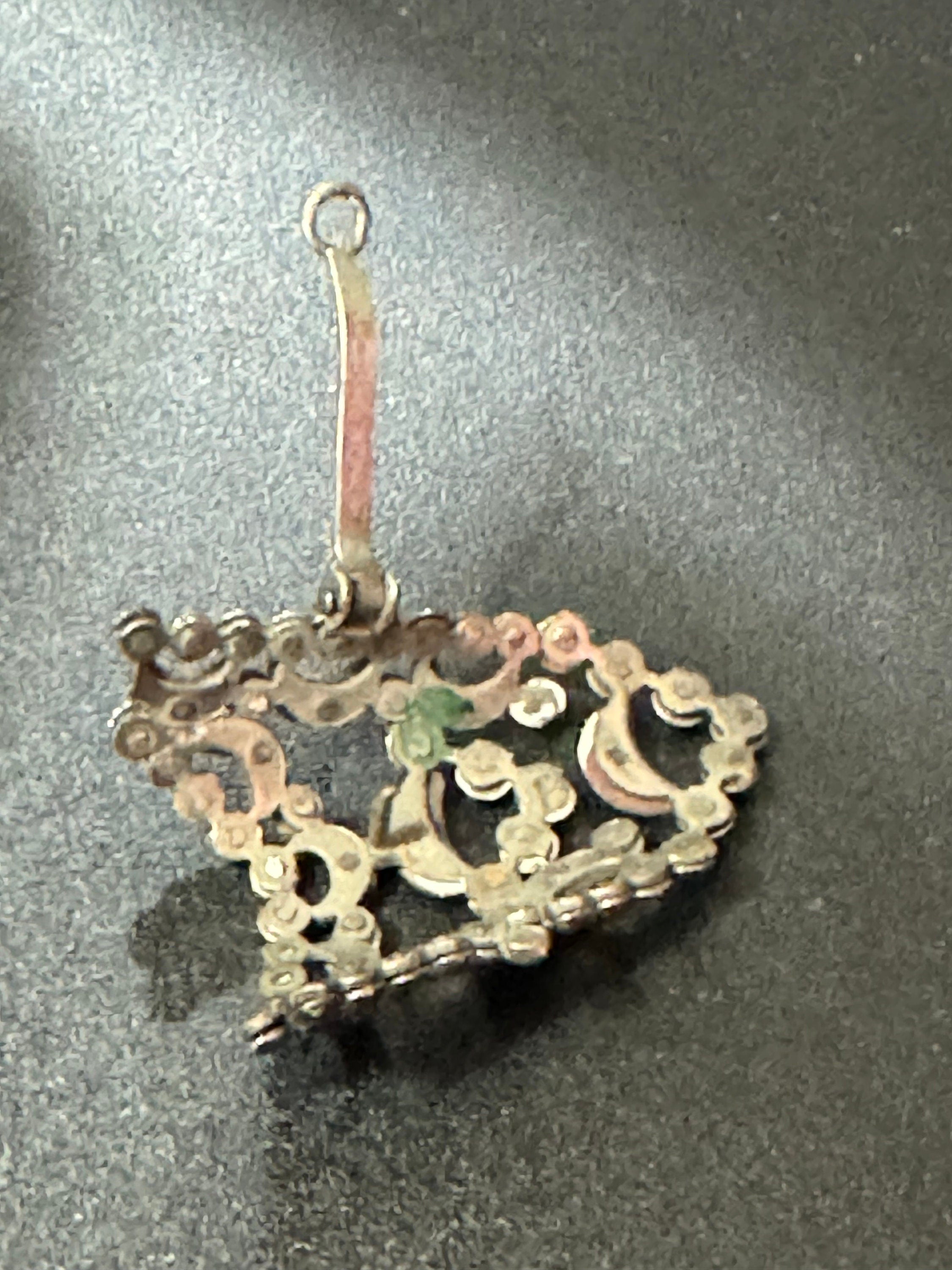 Antique Victorian Oxfordshire cut steel silver metal metal hinged Detailed Scarf Clip Ring Holder 1900s