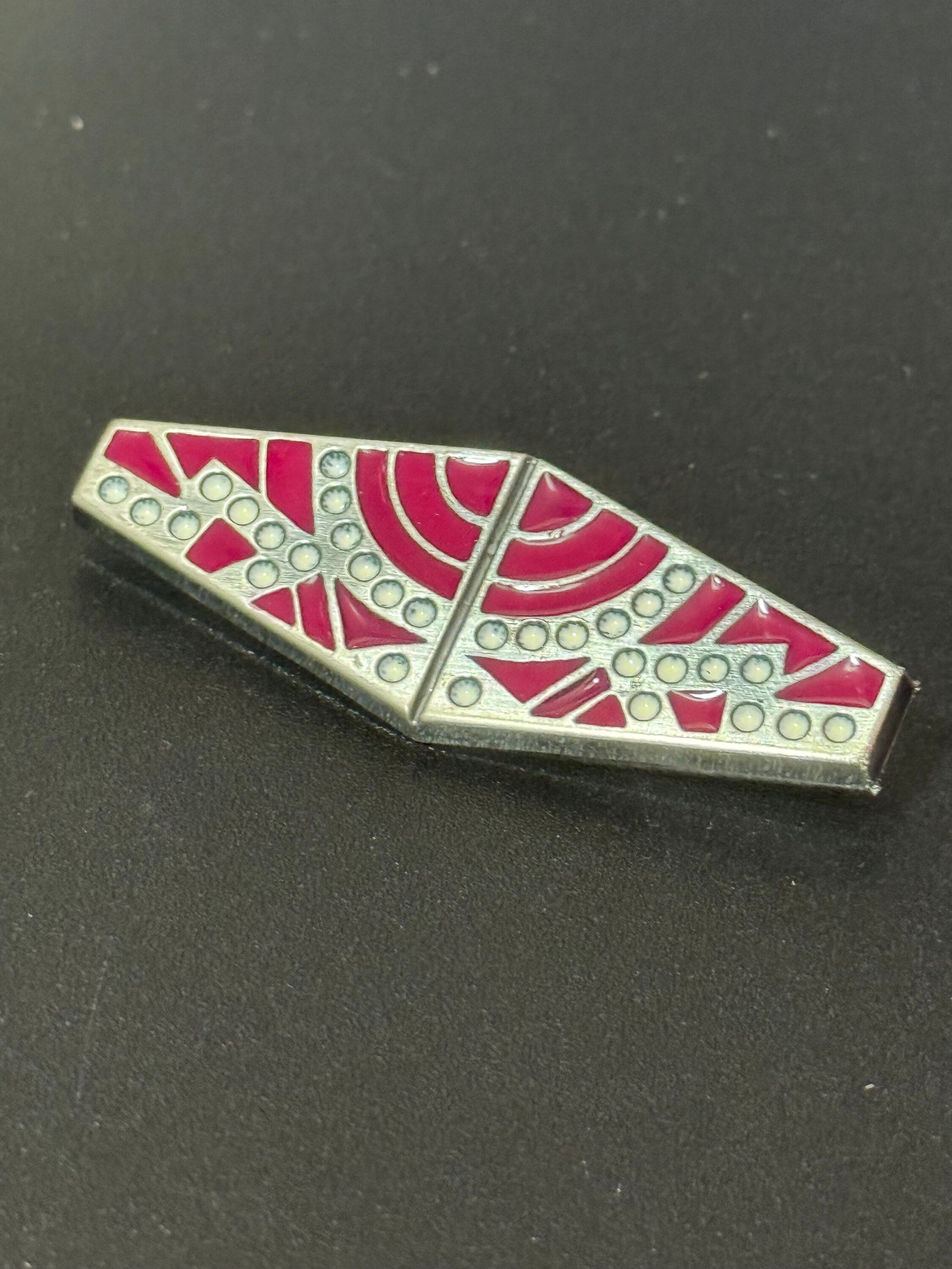 Vintage Art Deco Brooch: French Celluloid Plastic Pin, 1960s Style