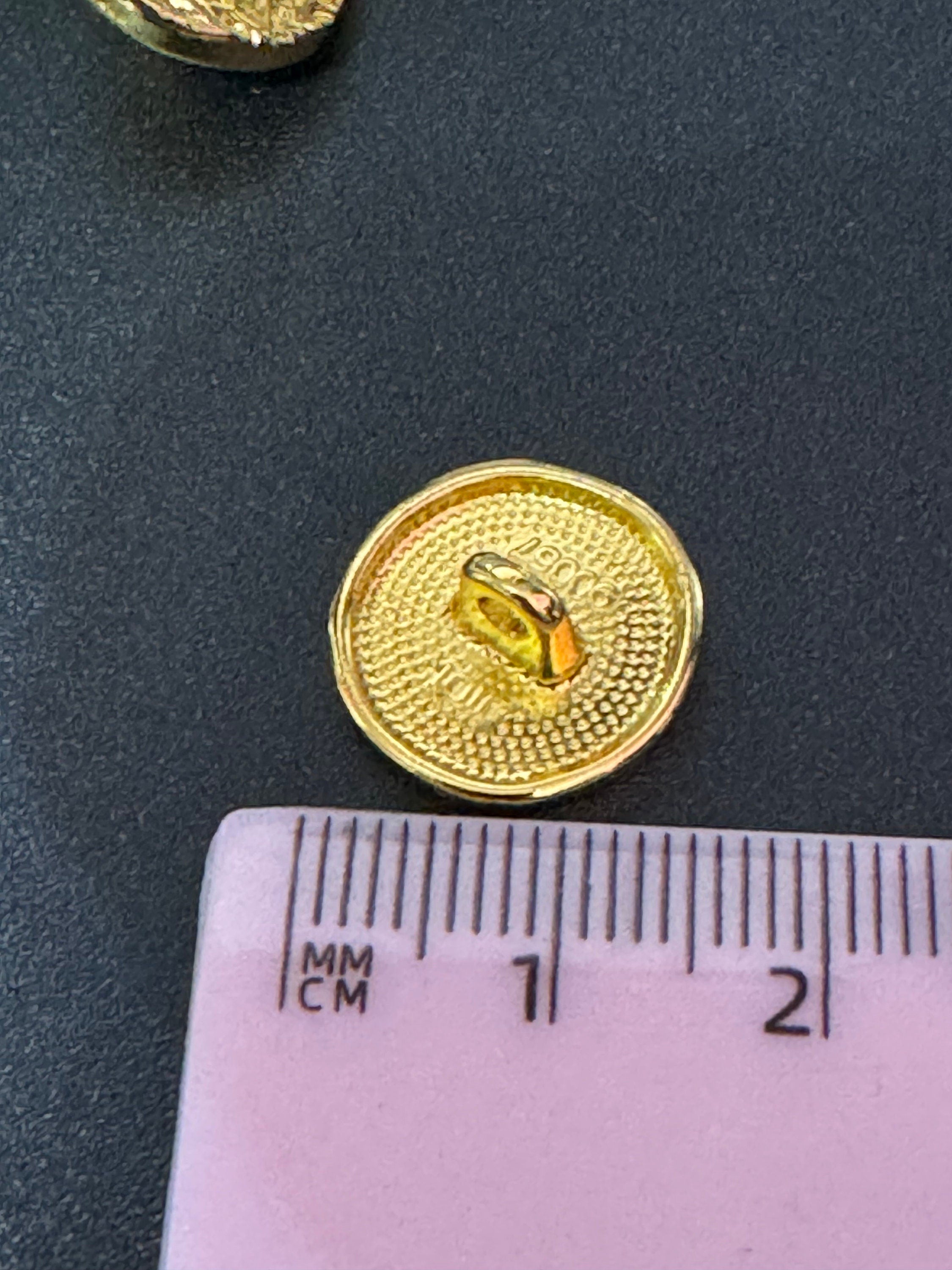 15mm bright gold tone textured buttons, Pack of 5 sewing