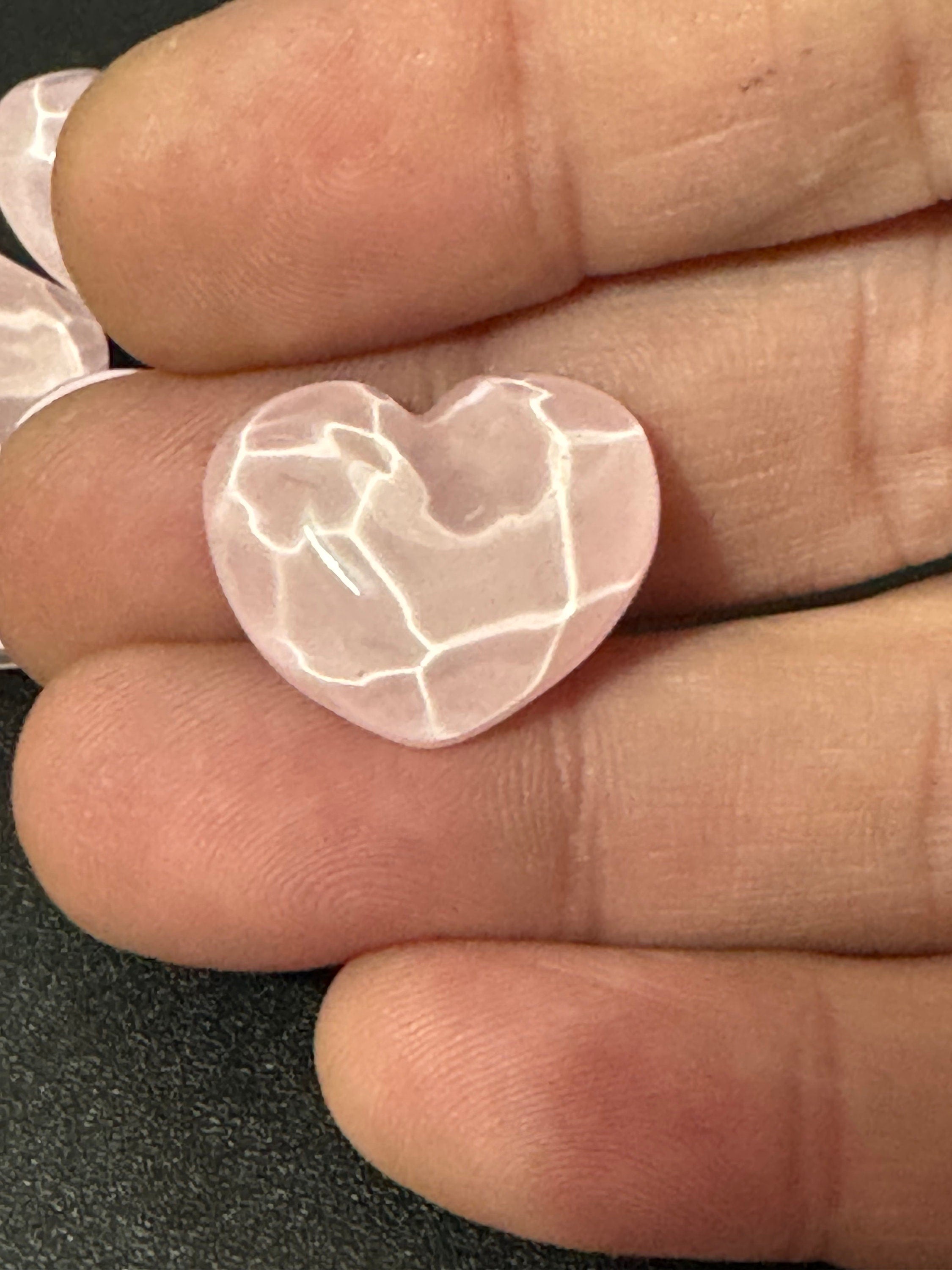 Pale Pink Acrylic Heart Buttons: 21mm Ripple Shank, 10 pc Pack