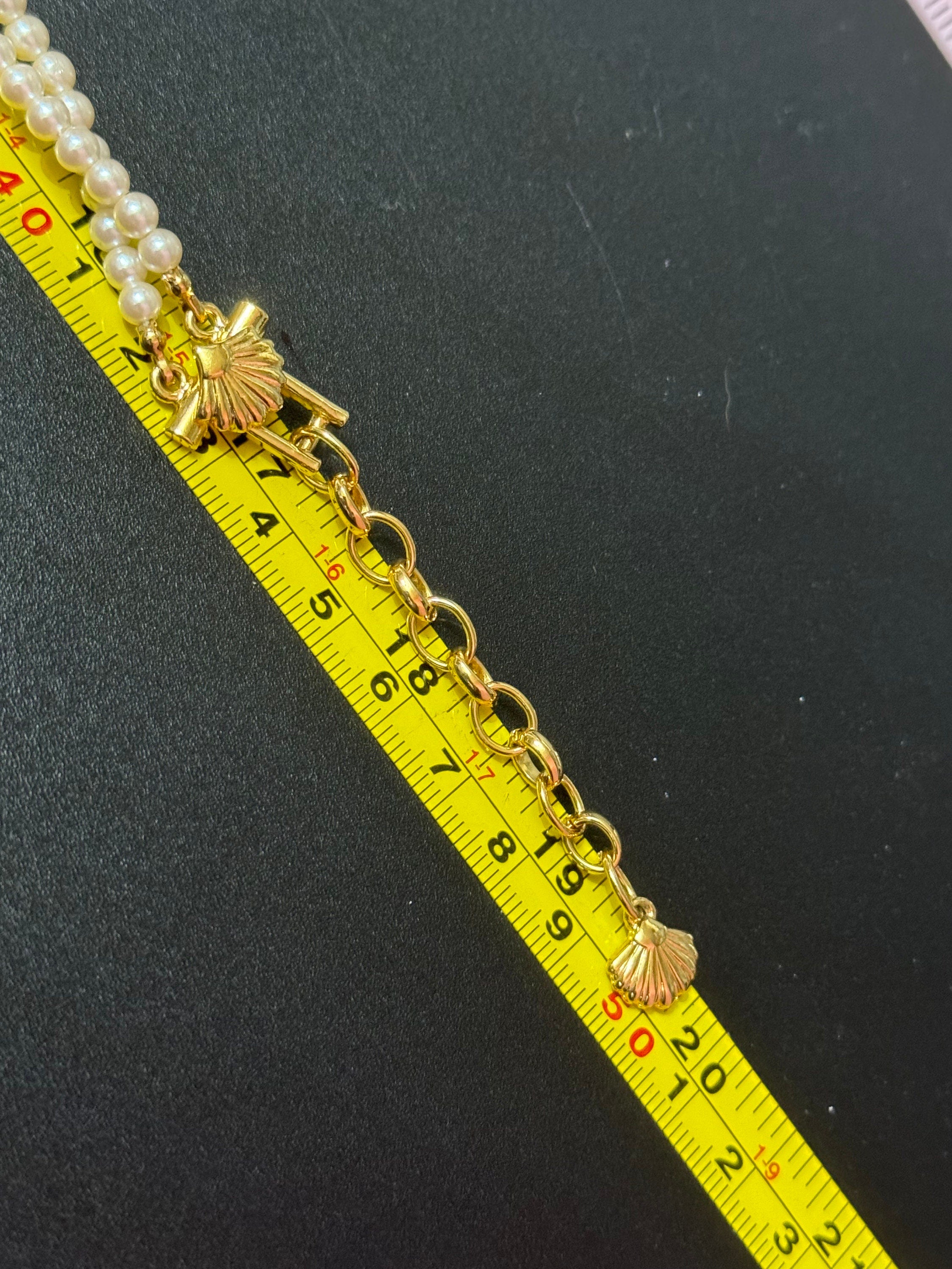 Signed Richelieu designer faux pearl Vintage black and gold beaded collar necklace
