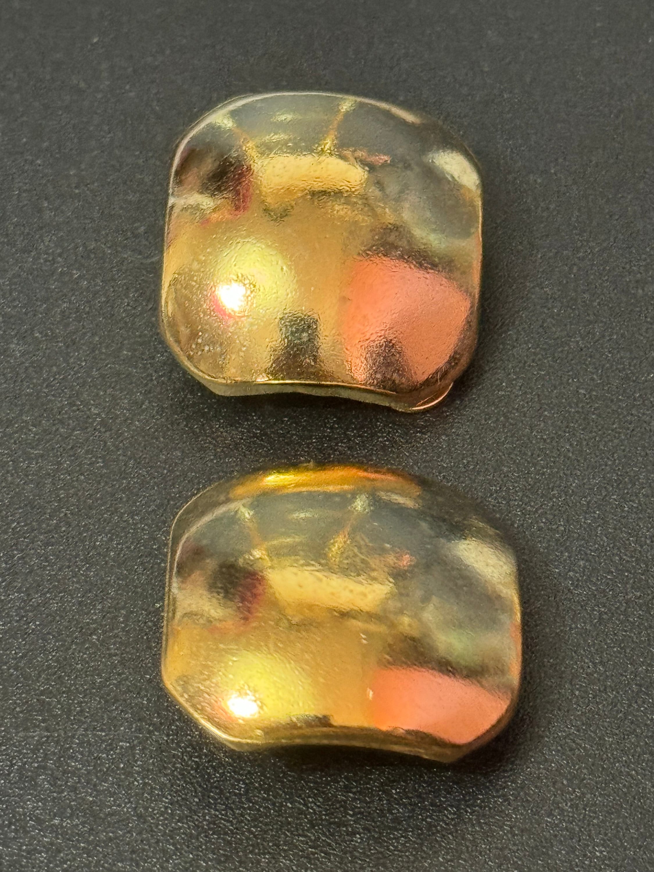 True vintage 2.5cm square Gold tone domed clip on earrings 1980s