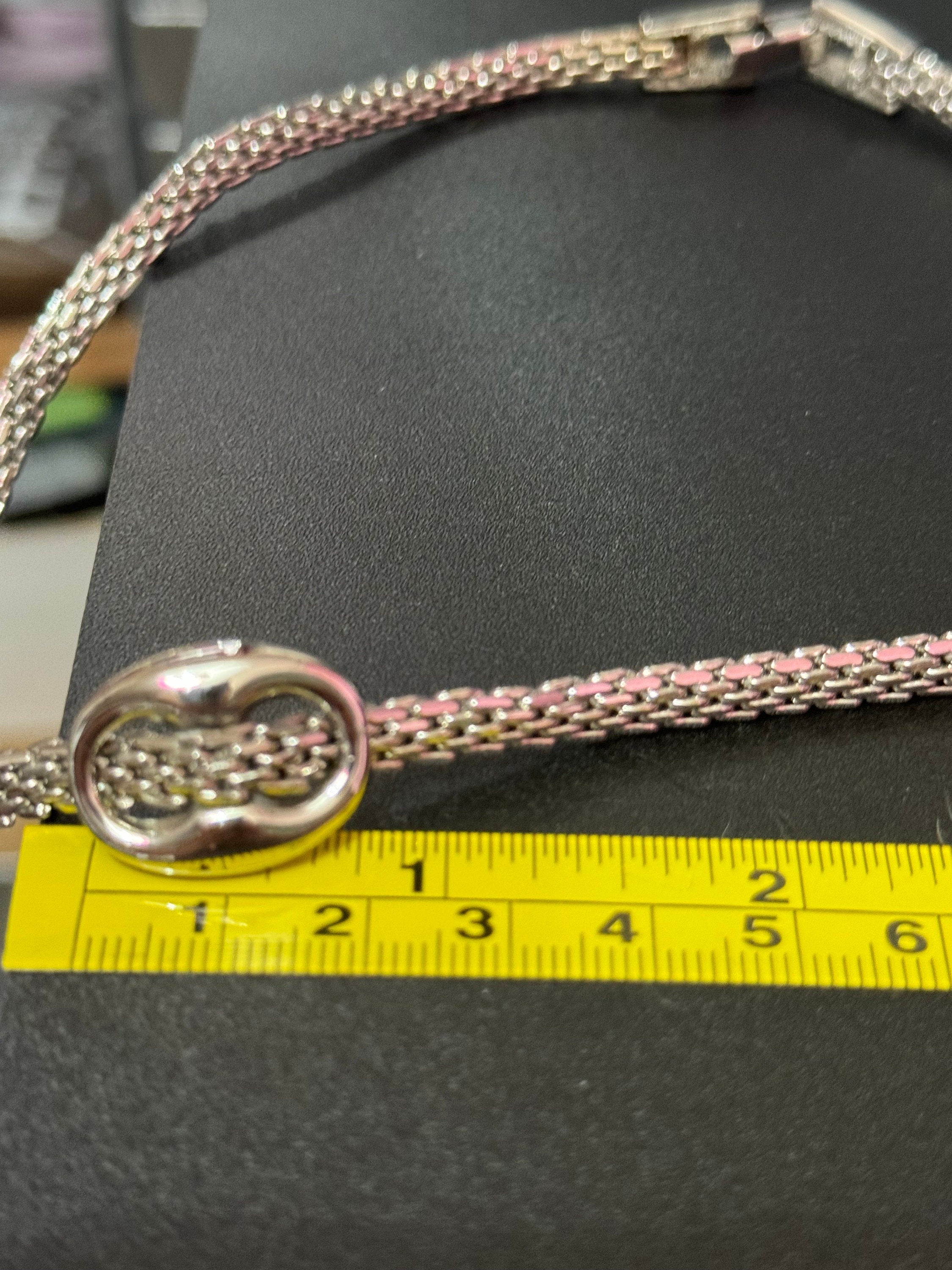 True Vintage pristine 15” 38.5cm 1970s silver mesh buckle detail choker necklace old shop stock