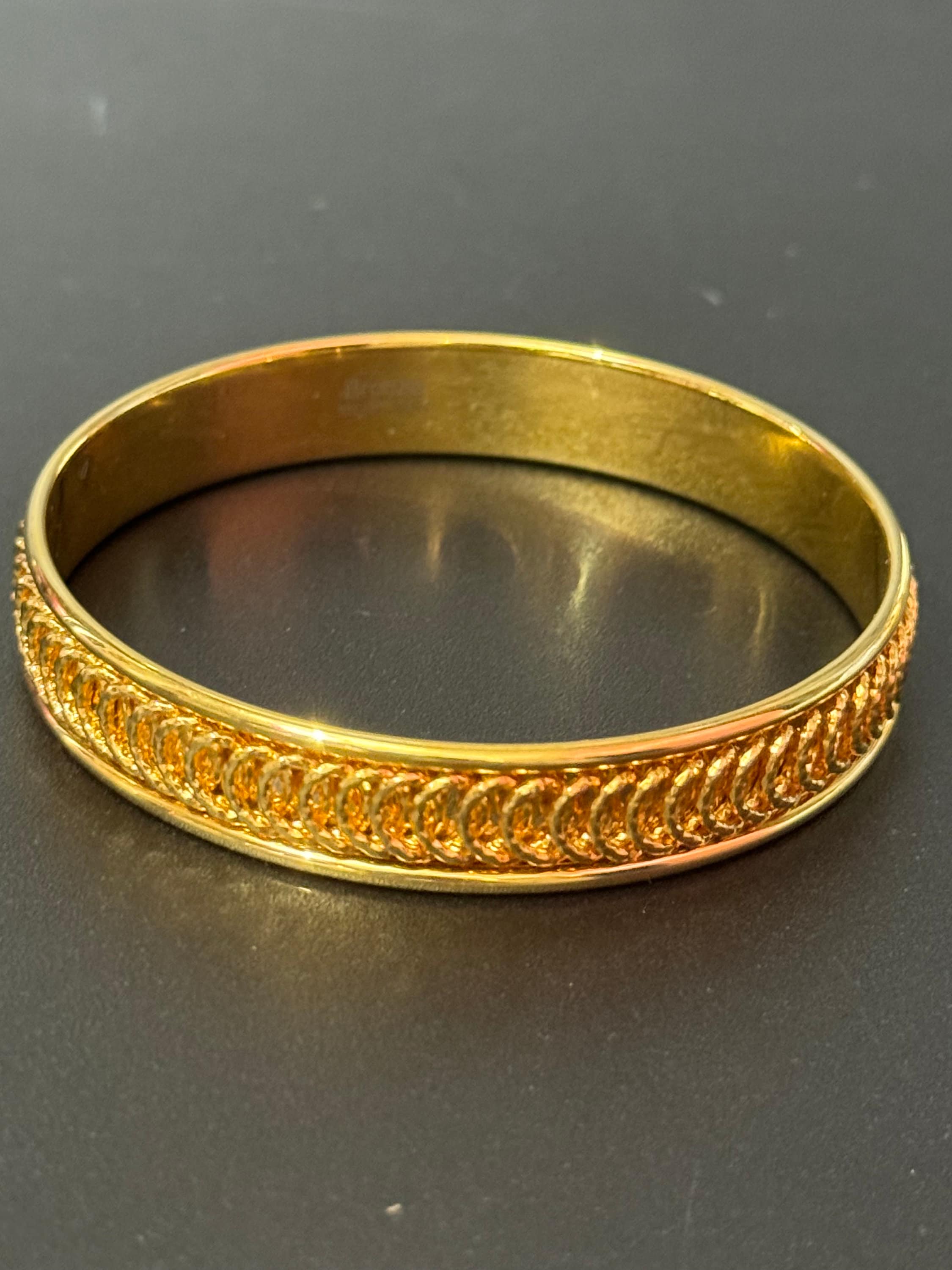 Vintage Italian MILOR Bronze gold plated  high end bangle 12mm wide