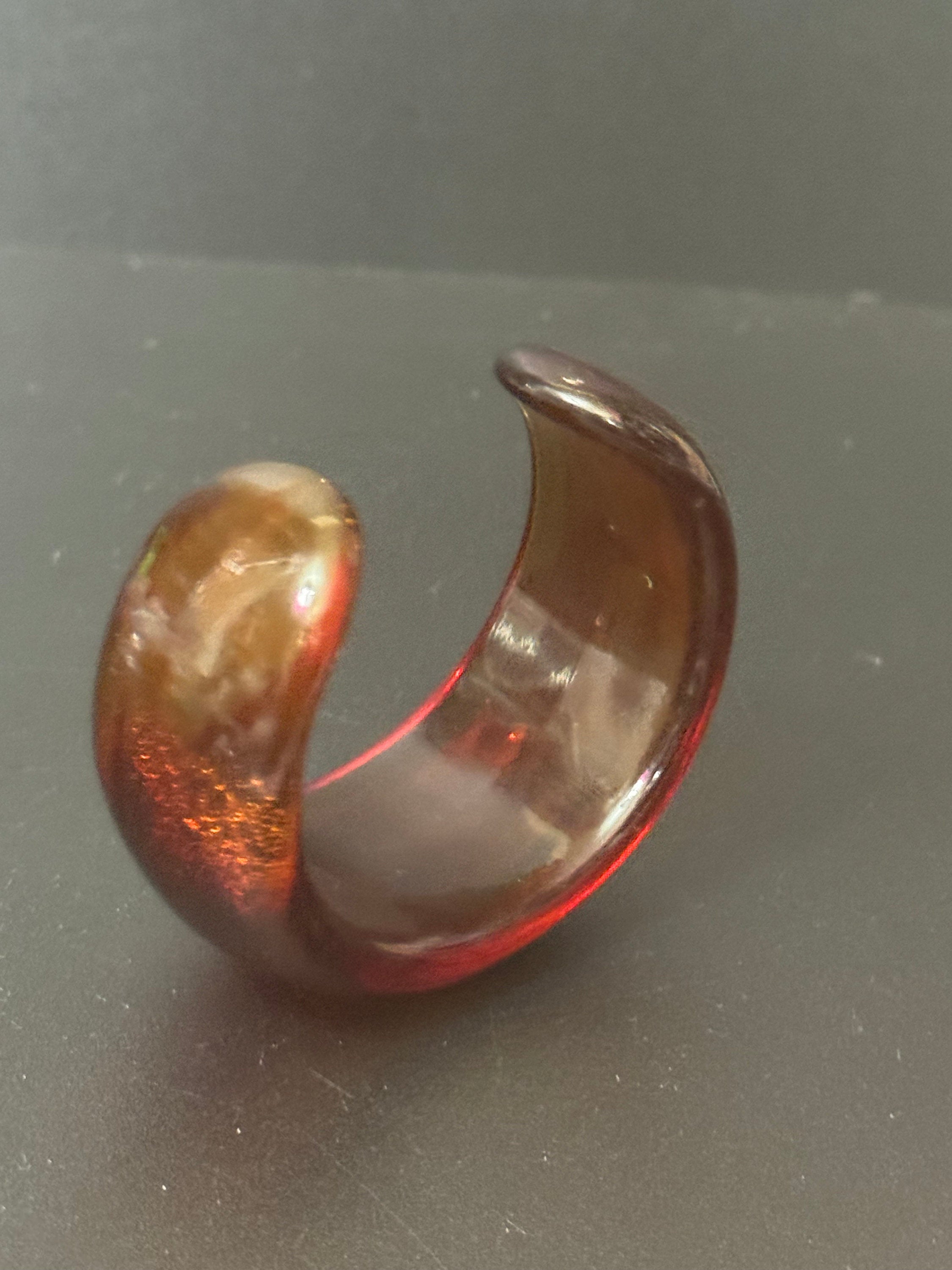 Faux tortoiseshell brown plastic resin 3cm wide cuff open bangle bracelet Vintage