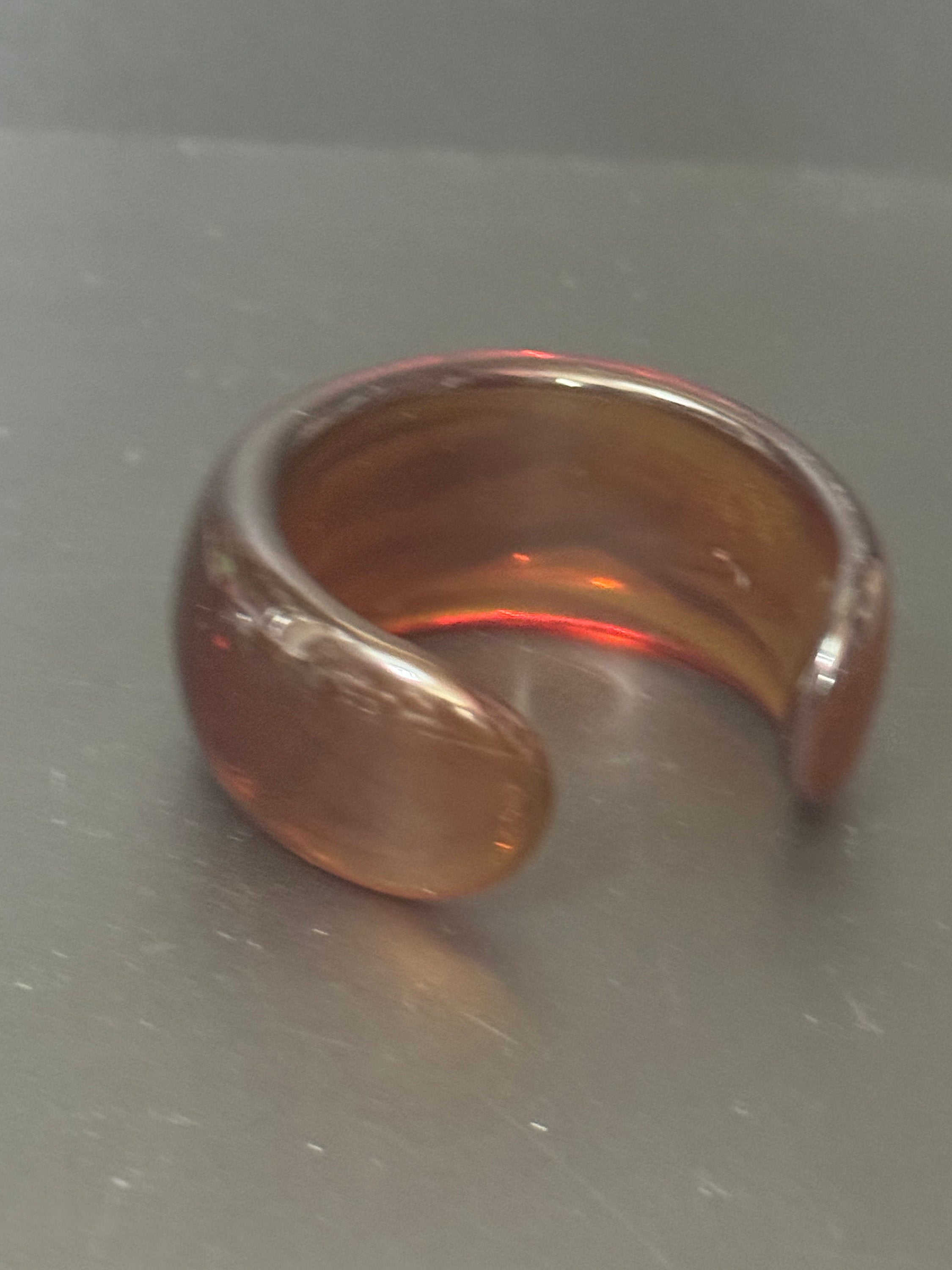 Faux tortoiseshell brown plastic resin 3cm wide cuff open bangle bracelet Vintage