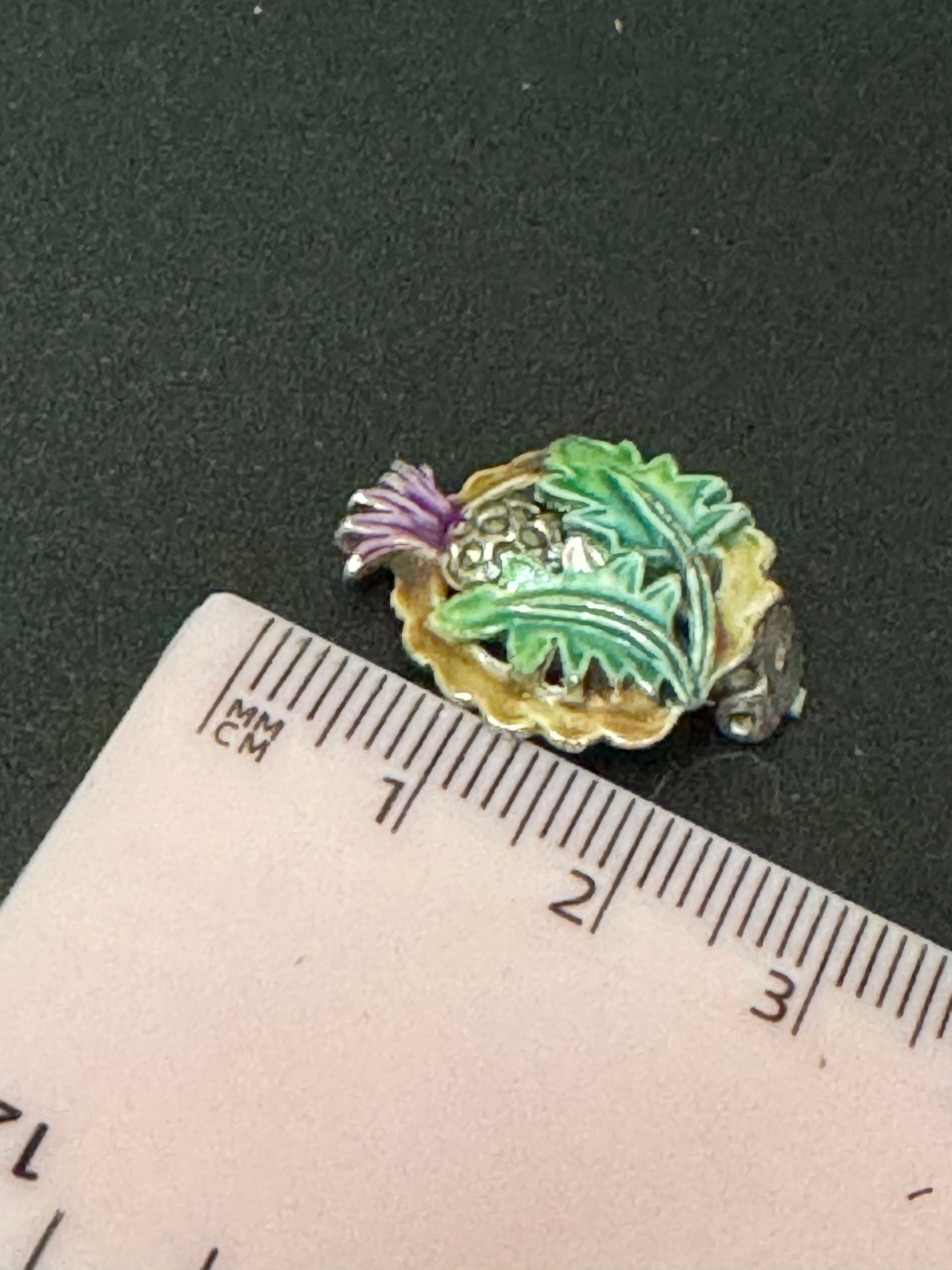 Vintage Marcasite silver tone SCOTTISH THISTLE floral Clip On Stud Earrings