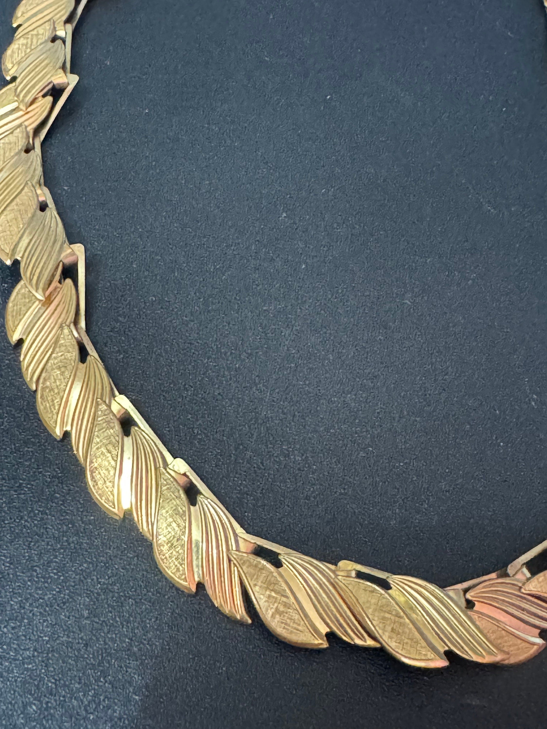 MCM gold plated rolled gold high end choker necklace collar necklace 1940s 1950s adj to 45cm