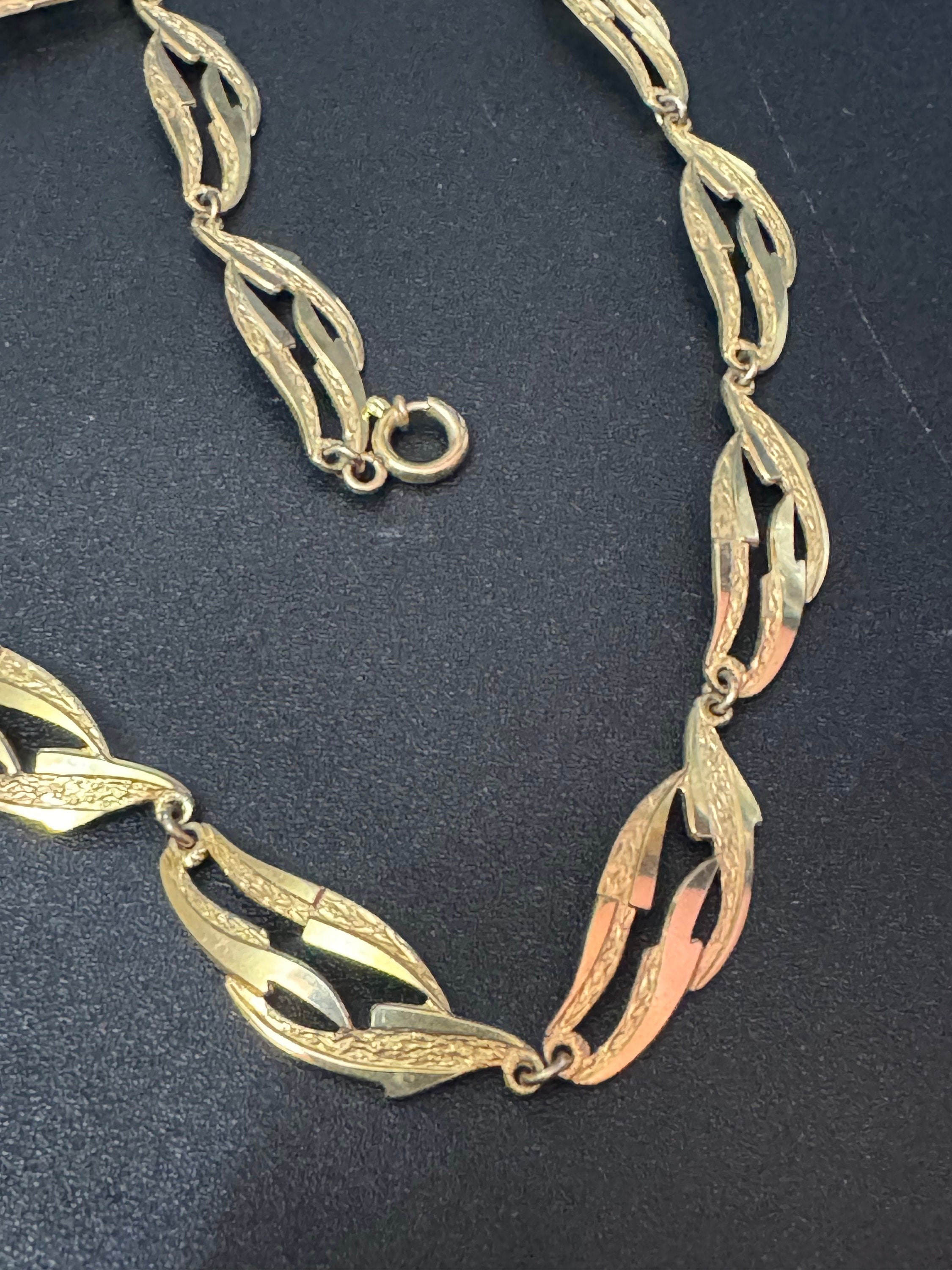 MCM gold plated rolled gold high end choker necklace collar necklace 1940s 1950s adj to 43cm