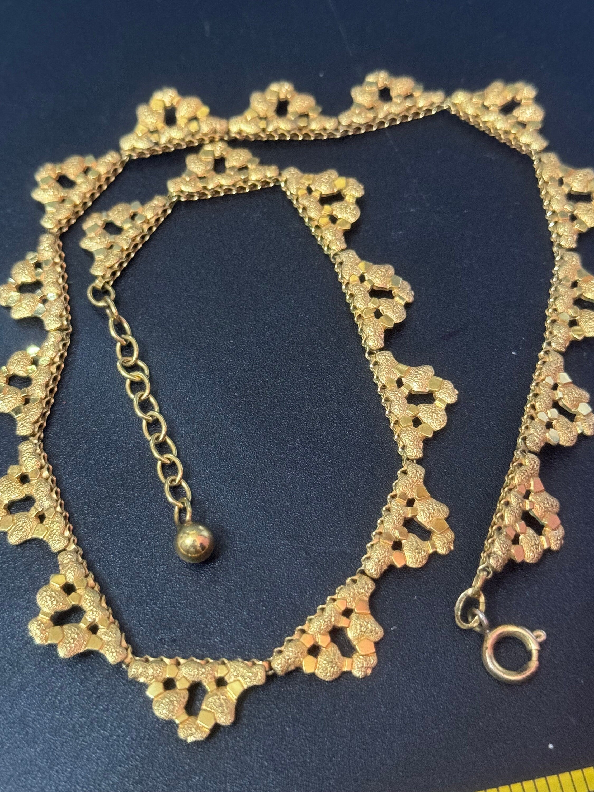 MCM gold plated rolled gold high end choker necklace collar necklace 1940s 1950s adj to 46cm