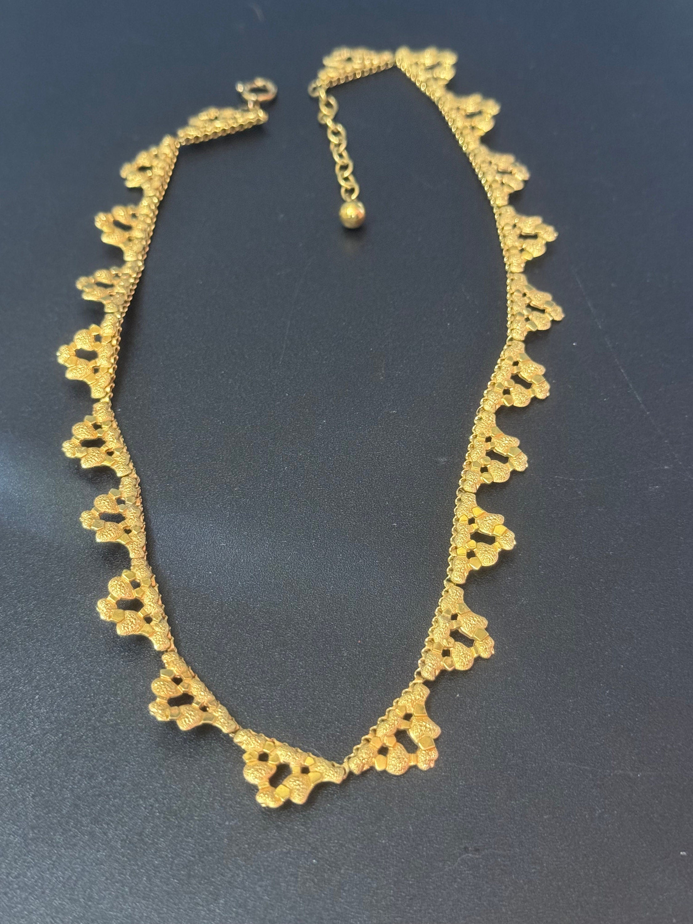 MCM gold plated rolled gold high end choker necklace collar necklace 1940s 1950s adj to 46cm