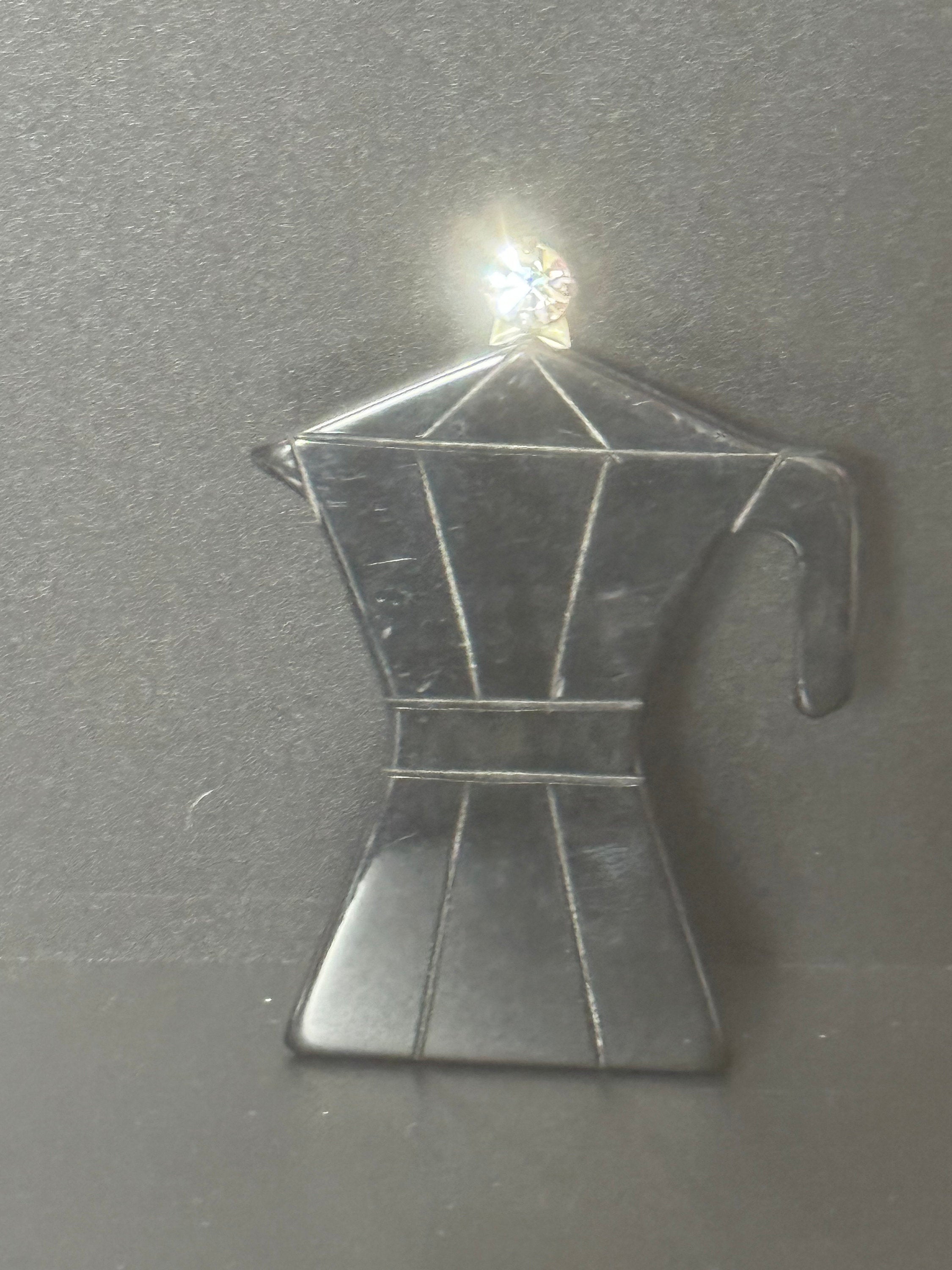 Signed antonino Italian vintage large diamanté acrylic black coffee can brooch 9cm