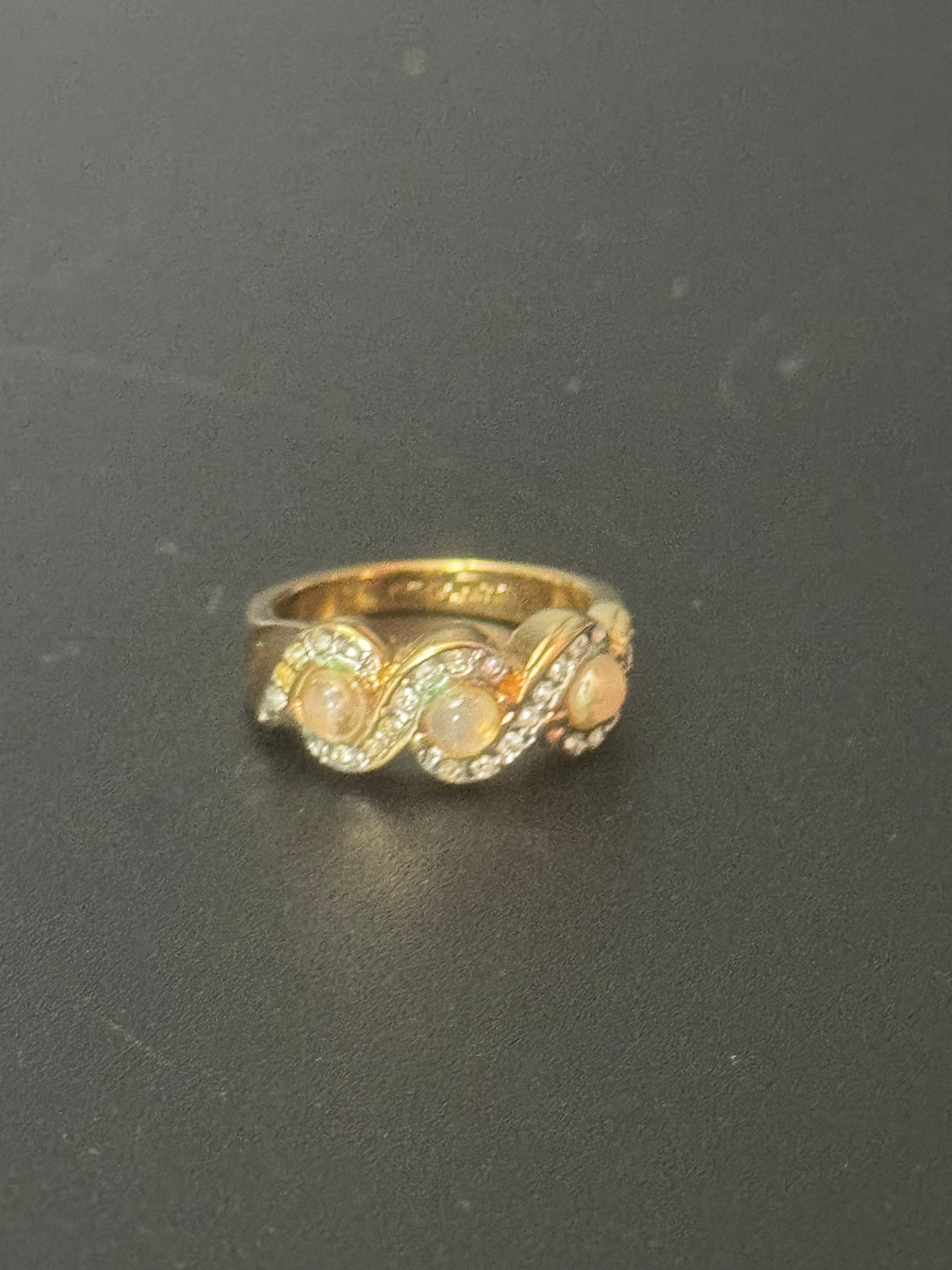 Uk size Q signed Joan rivers gold tone crystal Diamanté pink gemstone ring