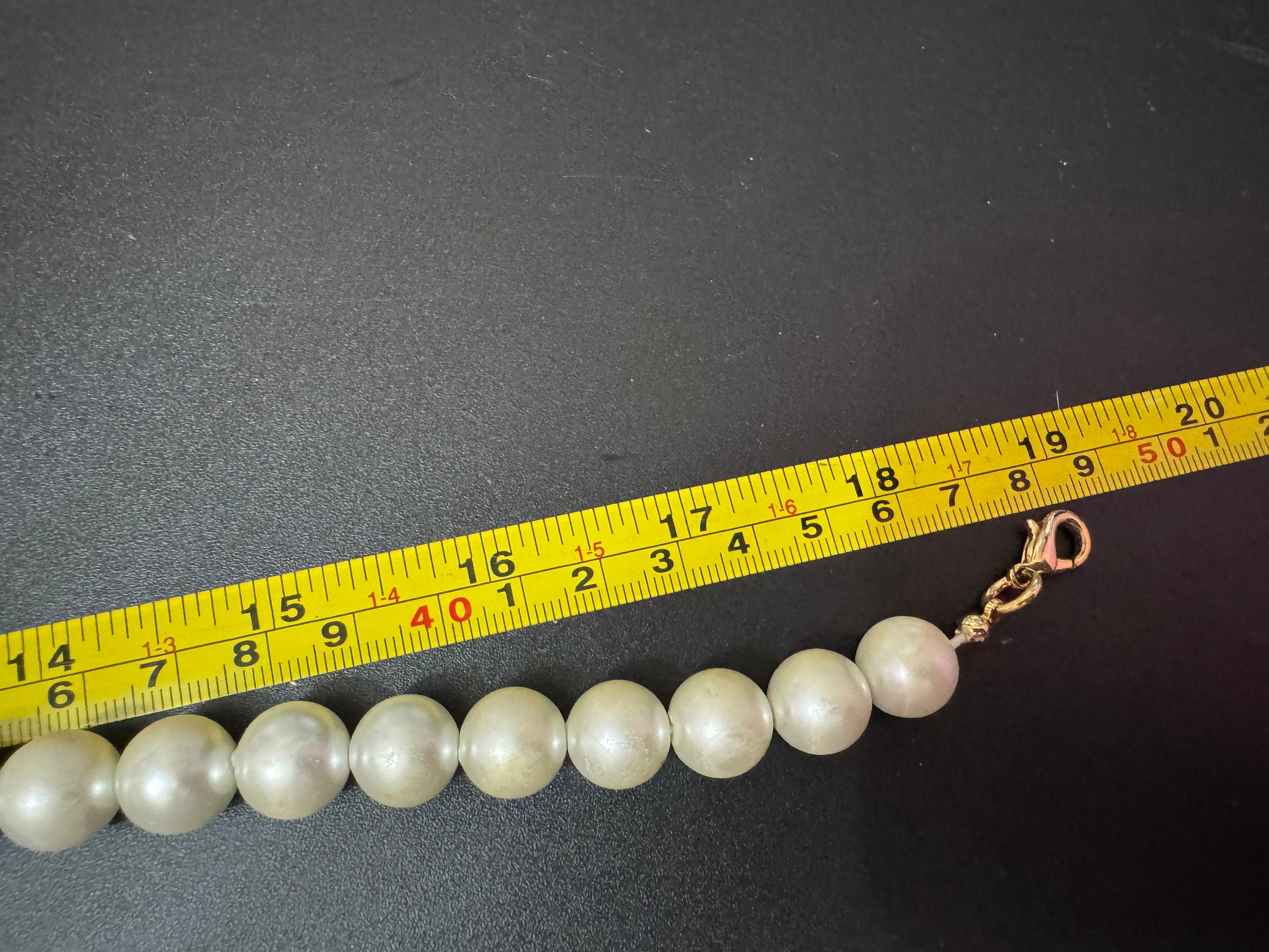 retro chunky faux 1cm glass Pearl necklace with diamanté detail 48cm