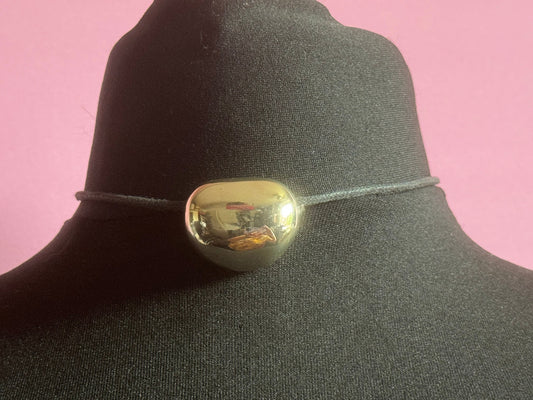 Vintage retro AGATHA PARIS signed silver tone chunky pebble choker necklace