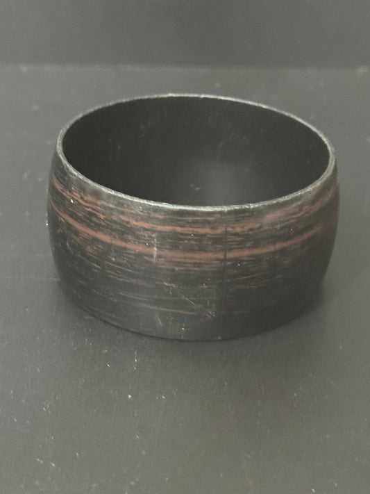 Brown black 4cm rustic plastic resin wide cuff bangle bracelet stacking layering Vintage retro 65mm internal diameter