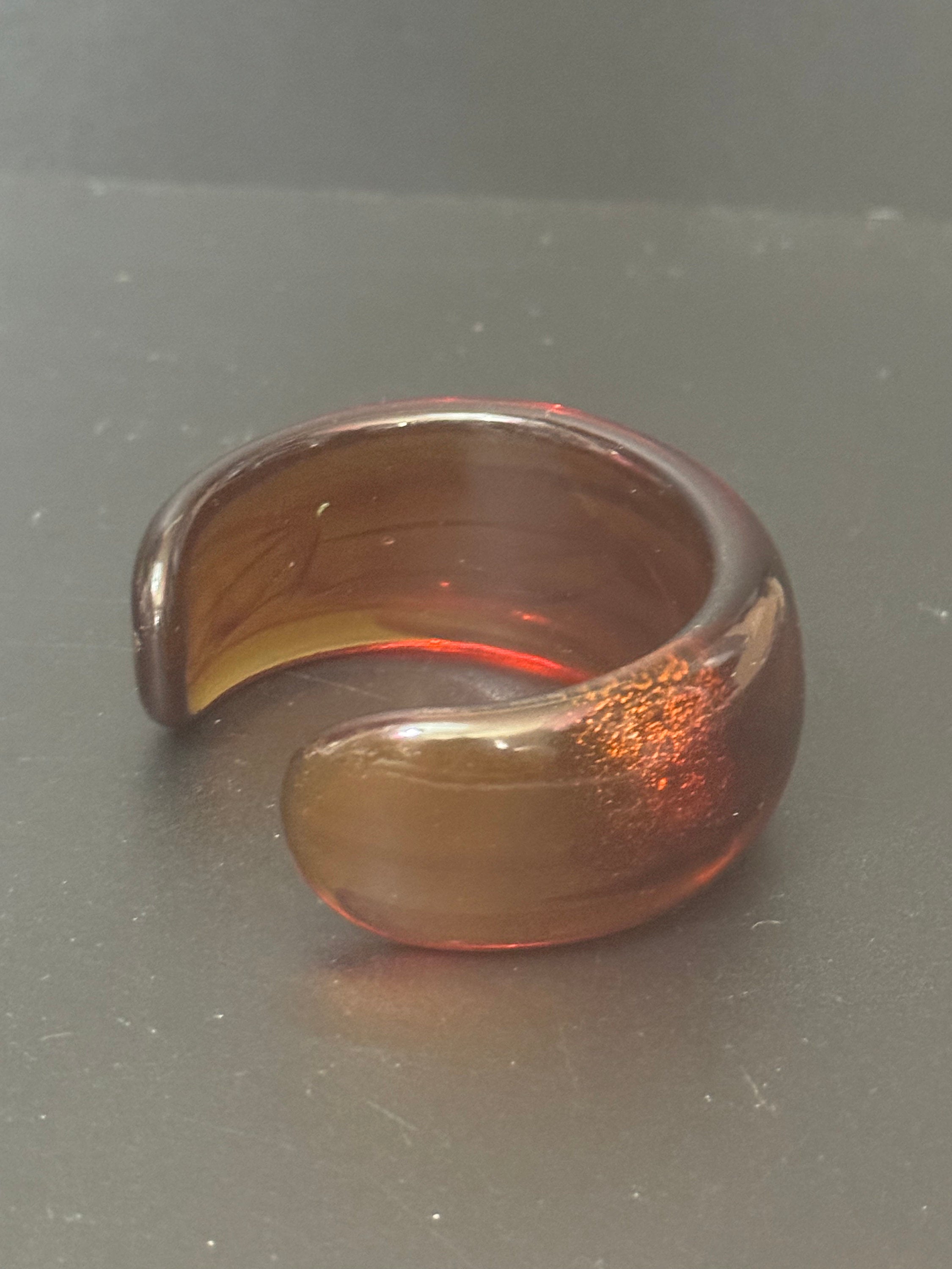 Faux tortoiseshell brown plastic resin 3cm wide cuff open bangle bracelet Vintage