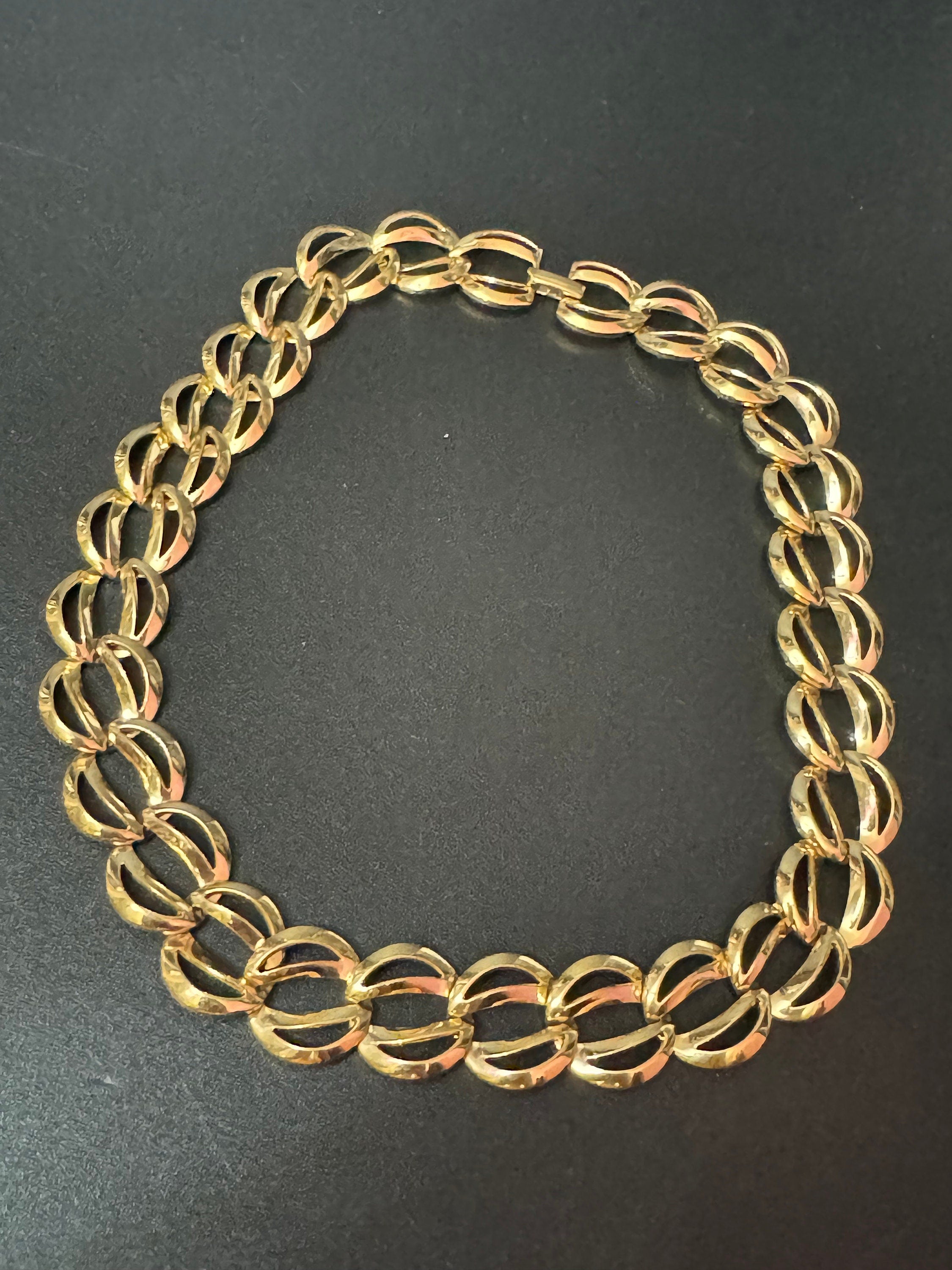 Signed Napier Vintage gold wide Cable link wide choker collar necklace