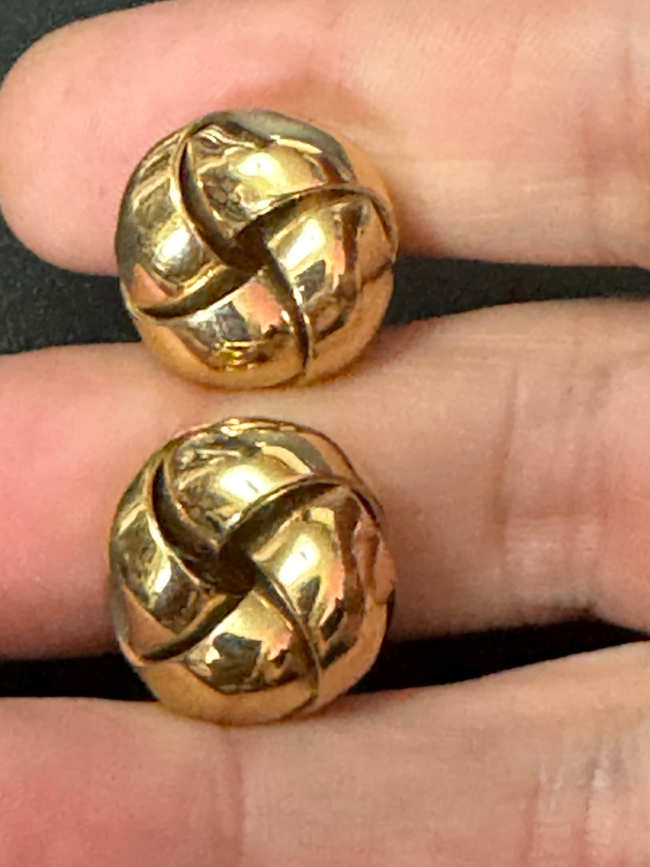 Signed GROSSE nautical knot clip on stud gold tone earrings German designer