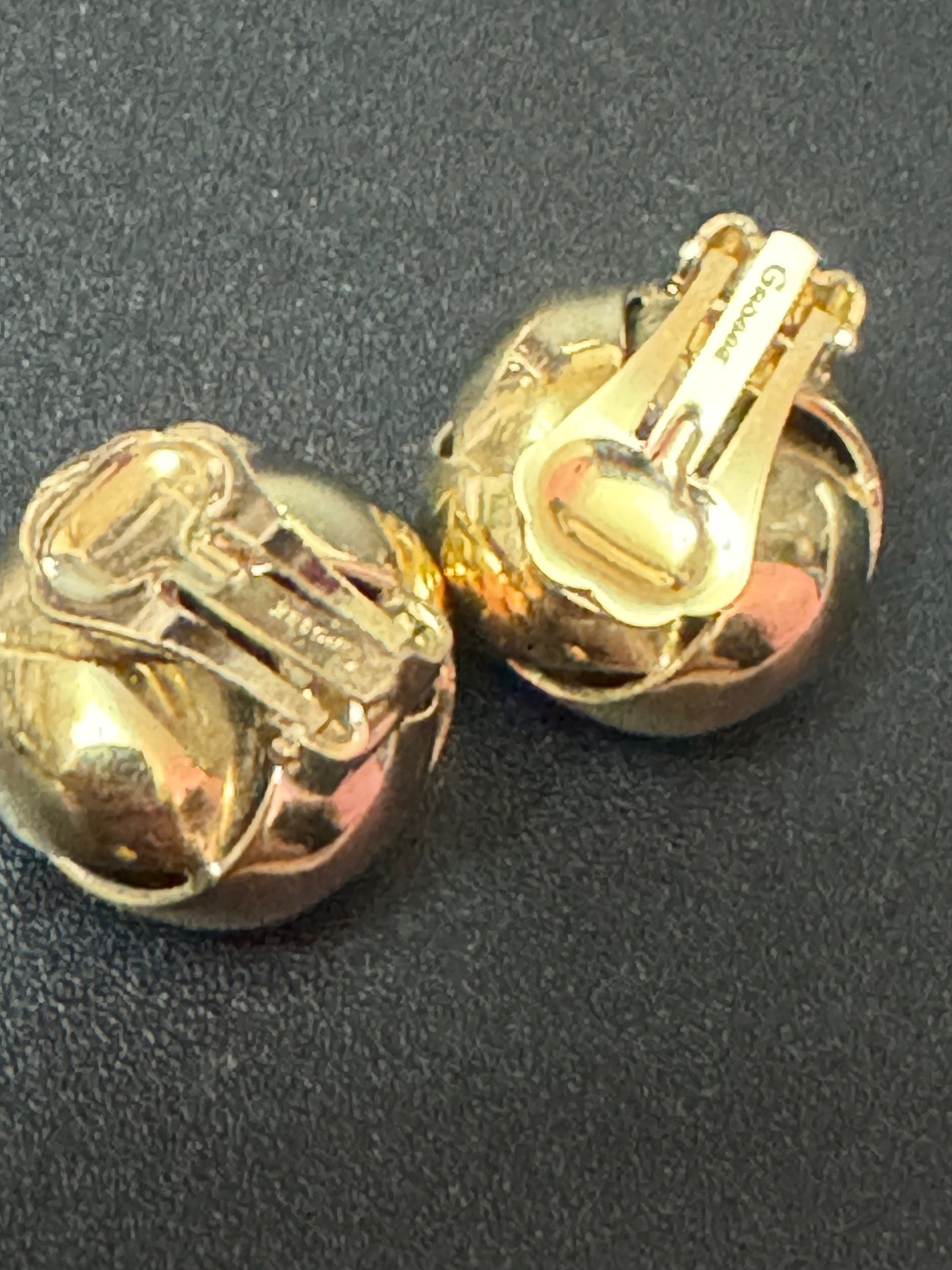 Signed GROSSE nautical knot clip on stud gold tone earrings German designer