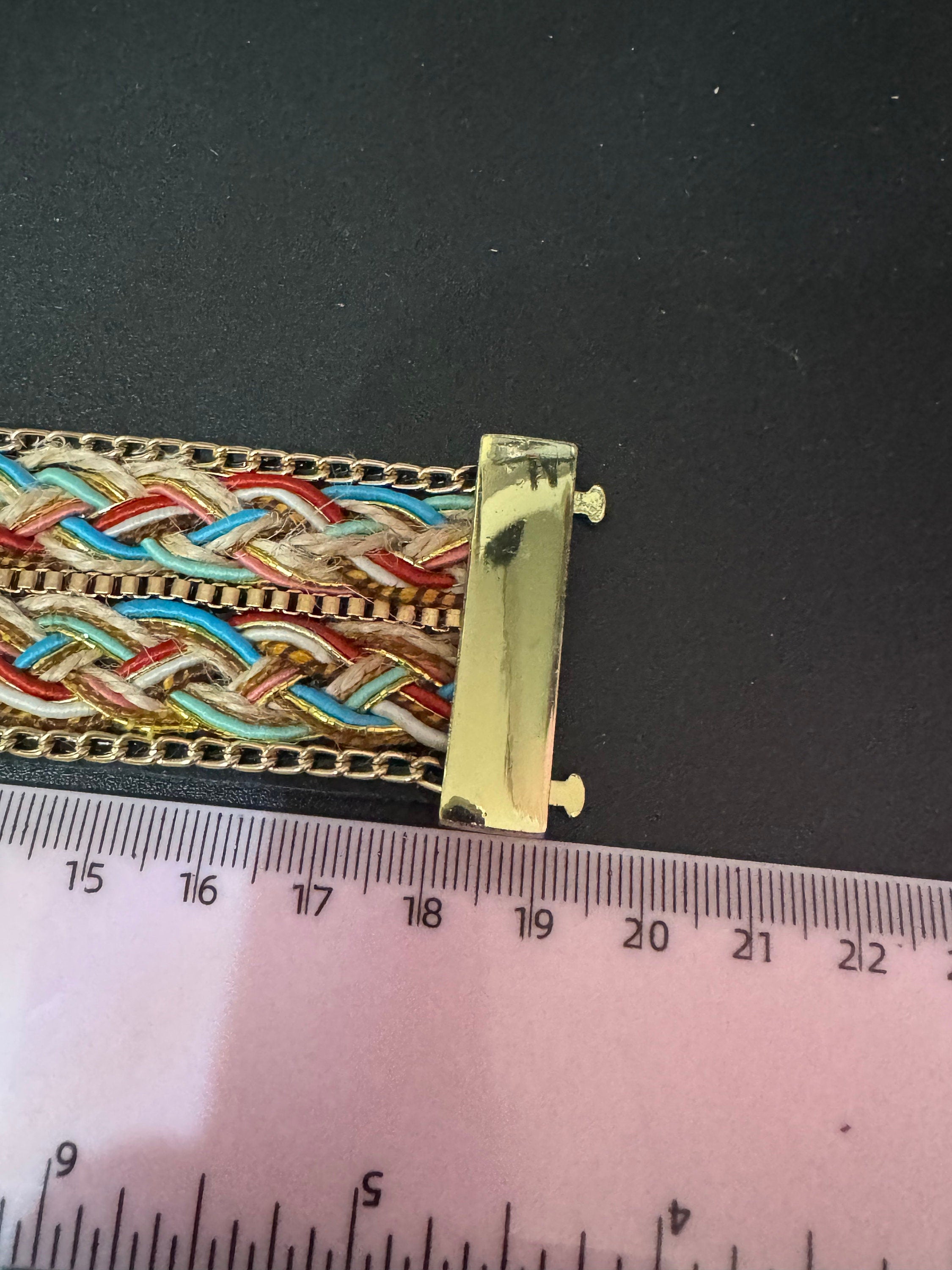 Retro boho festival wide embroidery woven magnetic hippy wrap bracelet