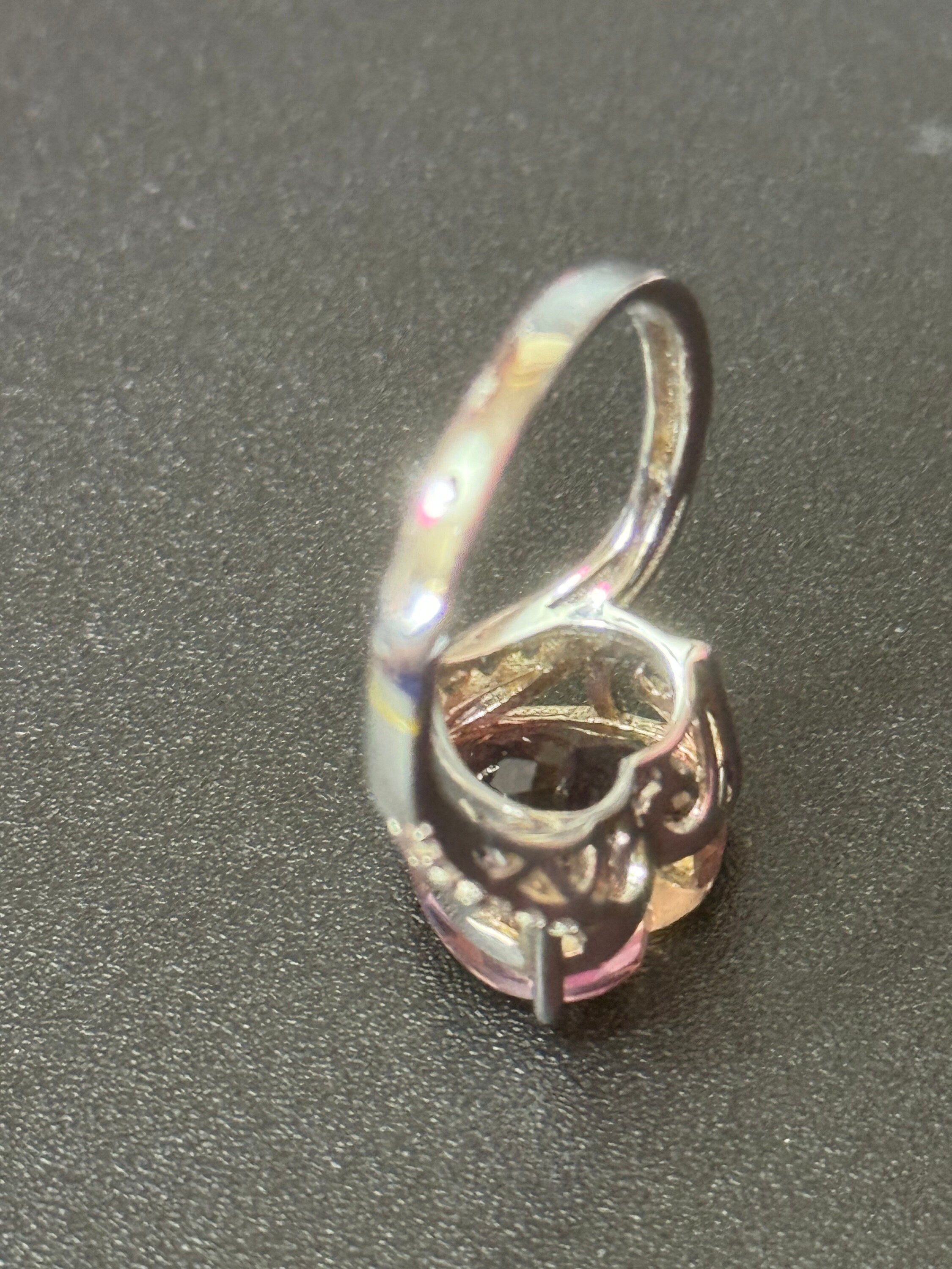 UK Size Q brown topaz gemstone heart cocktail dress ring 925 sterling silver tggc