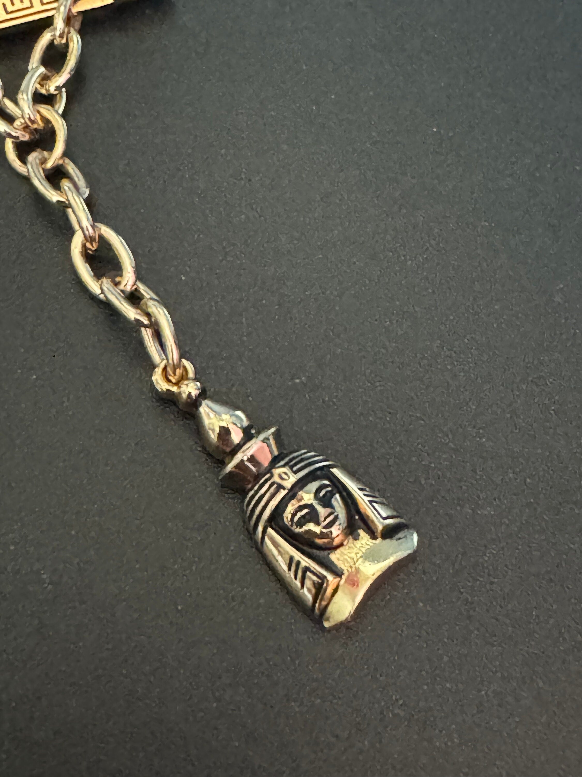 Egyptian revival Vintage copper Tone Souvenir tourist panel link bracelet lightweight aluminium souvenir from Egypt