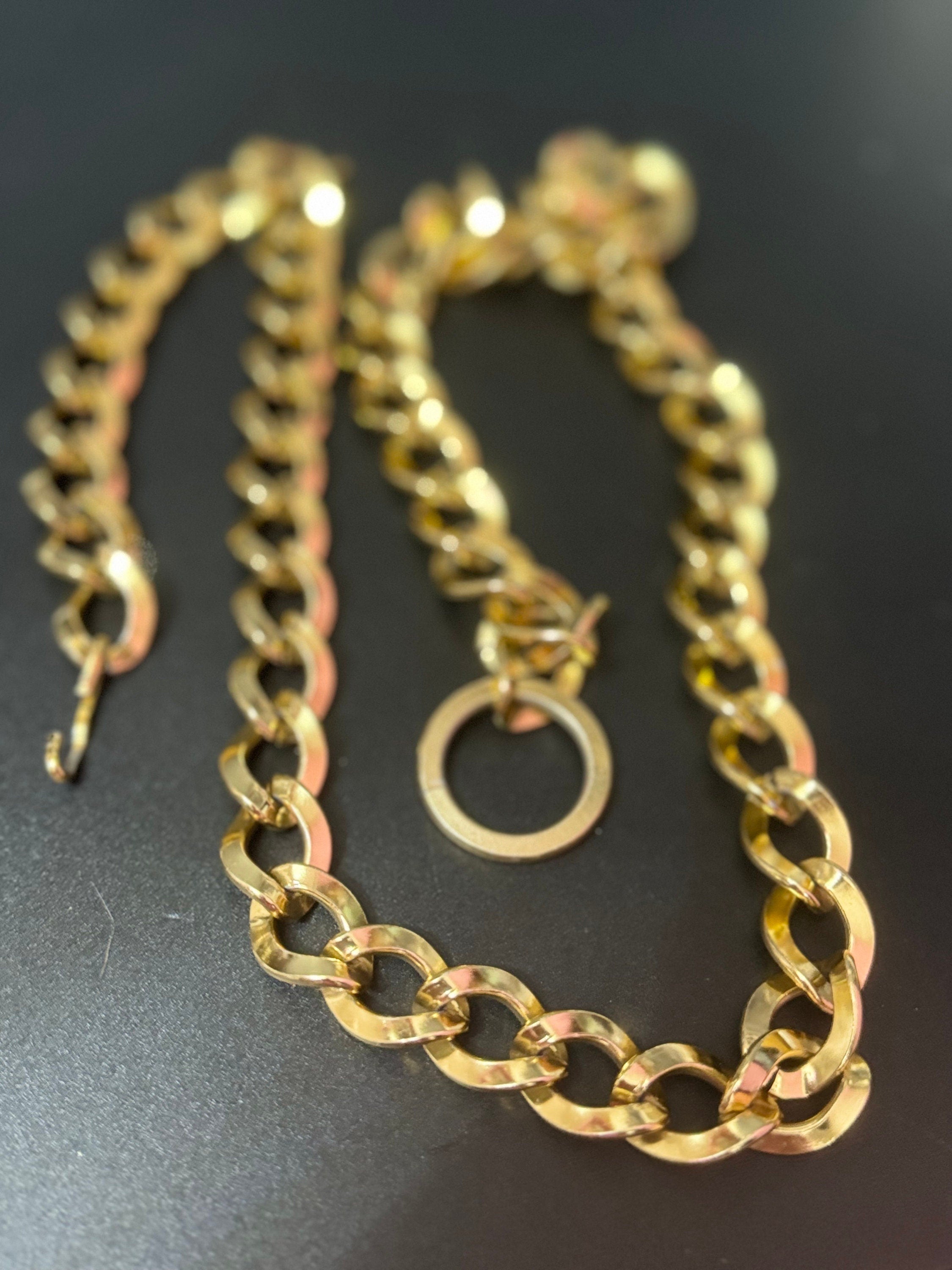 To 90cm Vintage retro light weight metal GOLD tone  end chain link  fashion belt 1970s 1980s 1990s boho hippy festival