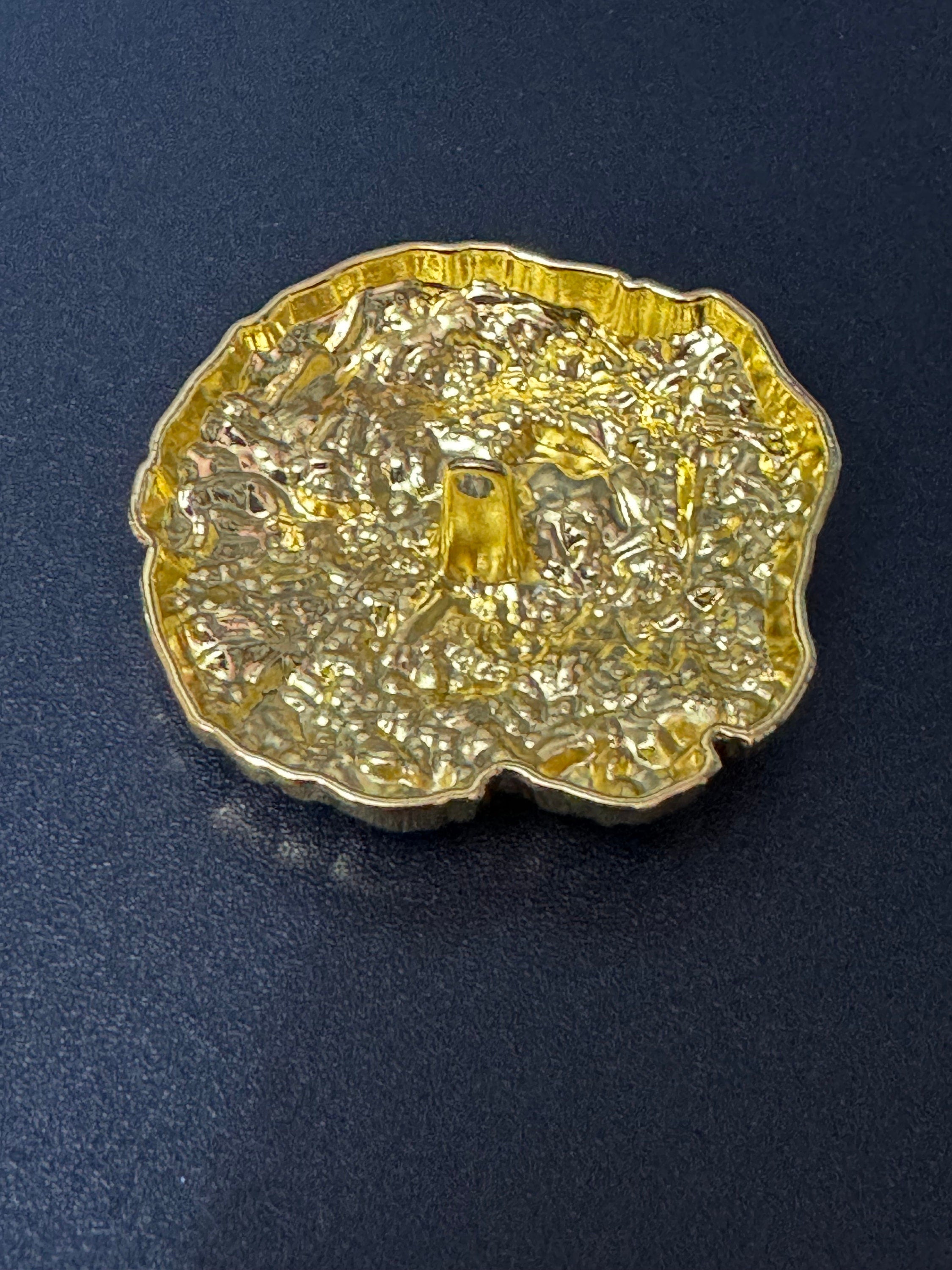 45mm 1 piece XXL oversized gold tone textured button with metal shank