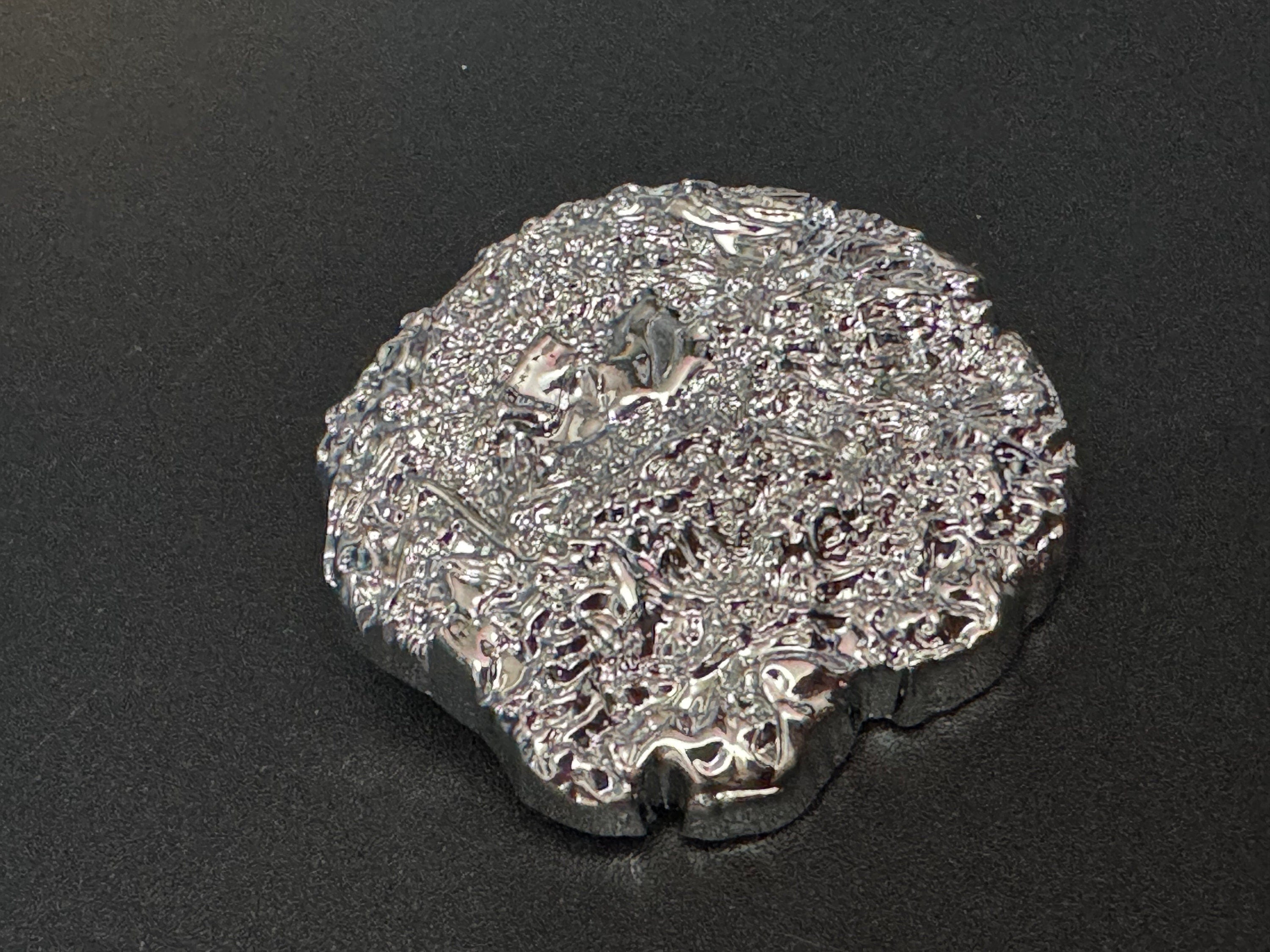 Huge 1 piece XL 45.5mm metal silver tone brutalist textured coat button metal shank