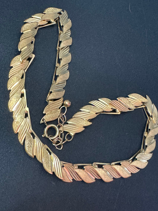 MCM gold plated rolled gold high end choker necklace collar necklace 1940s 1950s adj to 45cm