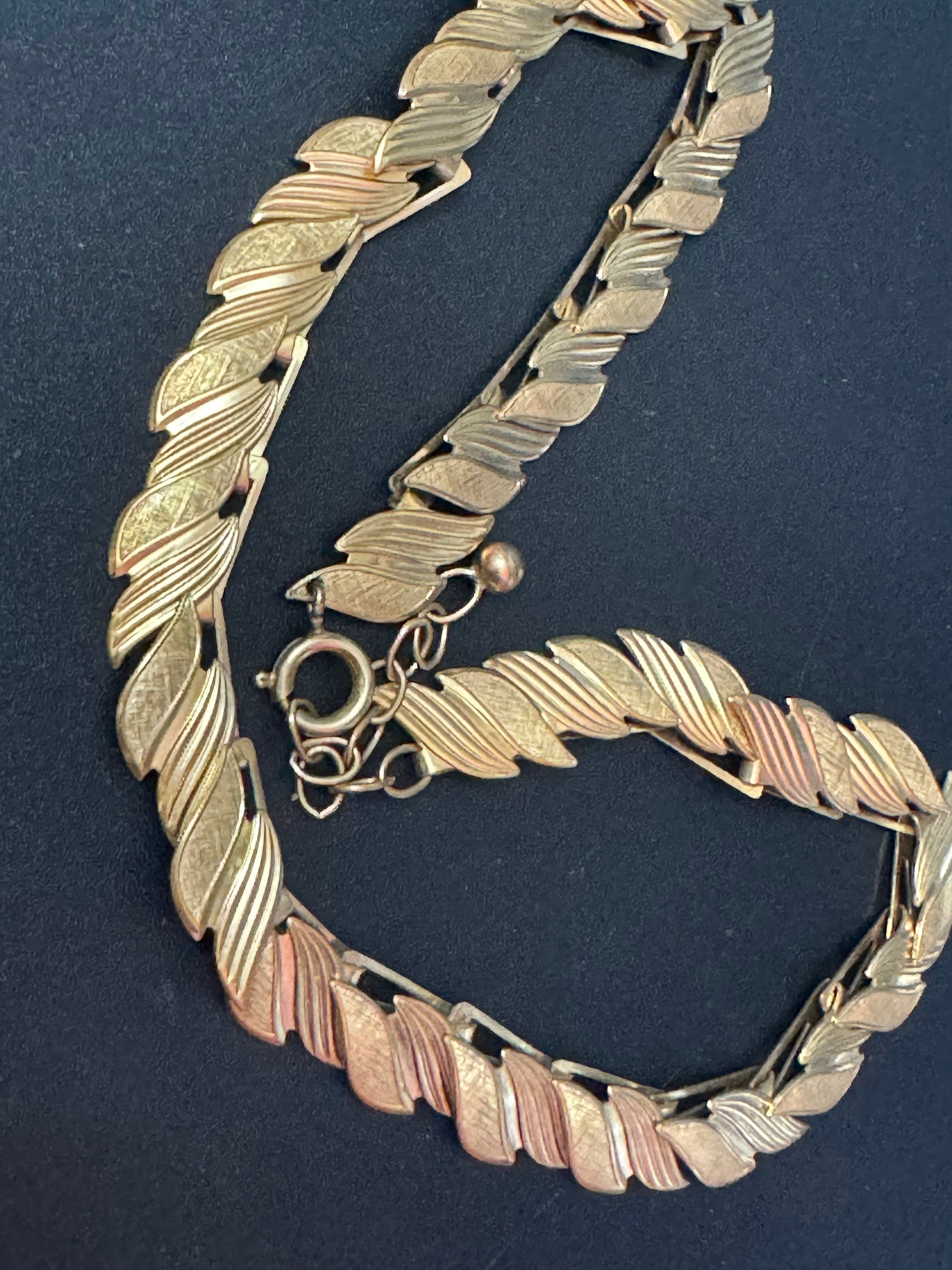 MCM gold plated rolled gold high end choker necklace collar necklace 1940s 1950s adj to 45cm