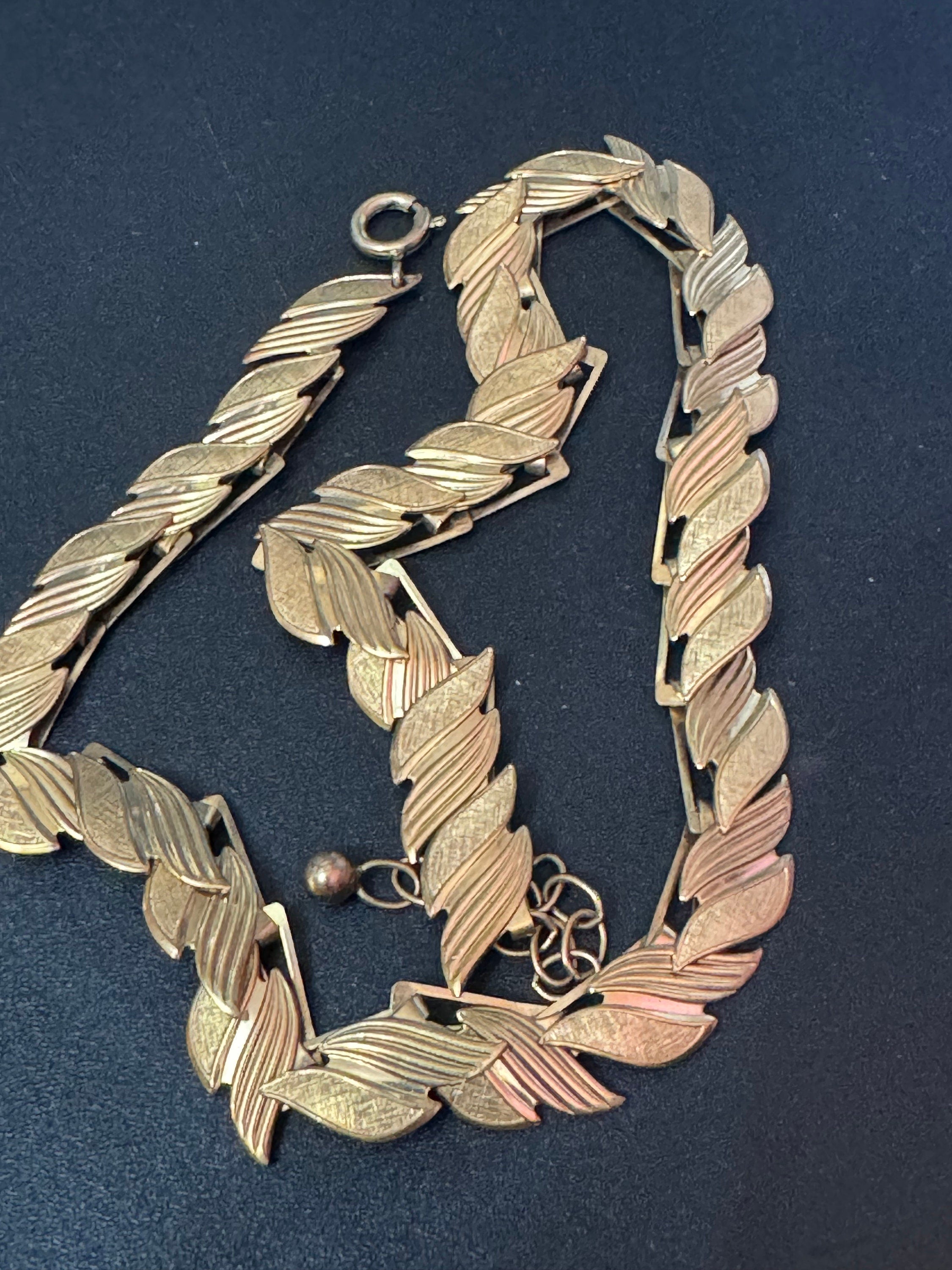 MCM gold plated rolled gold high end choker necklace collar necklace 1940s 1950s adj to 45cm