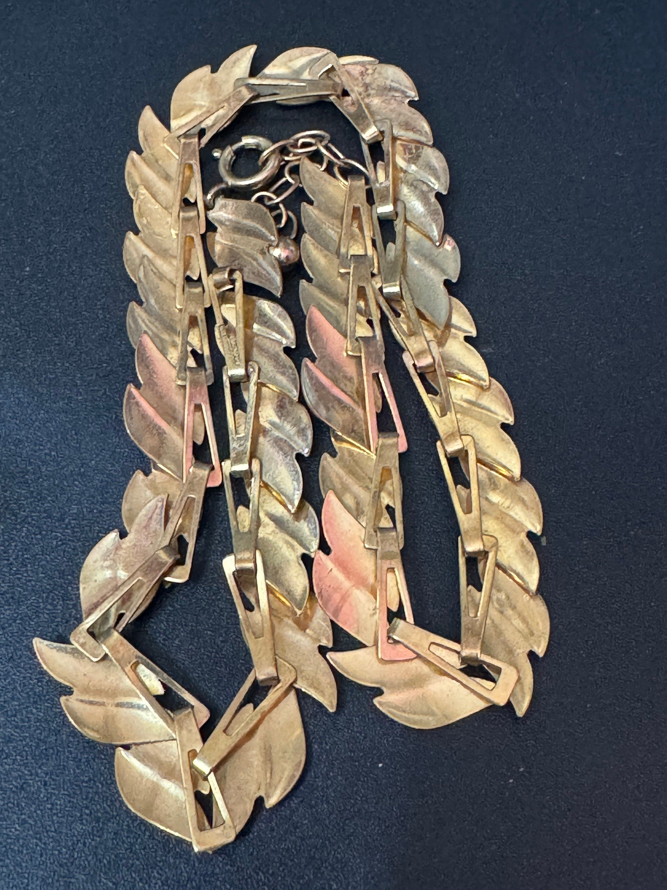 MCM gold plated rolled gold high end choker necklace collar necklace 1940s 1950s adj to 45cm