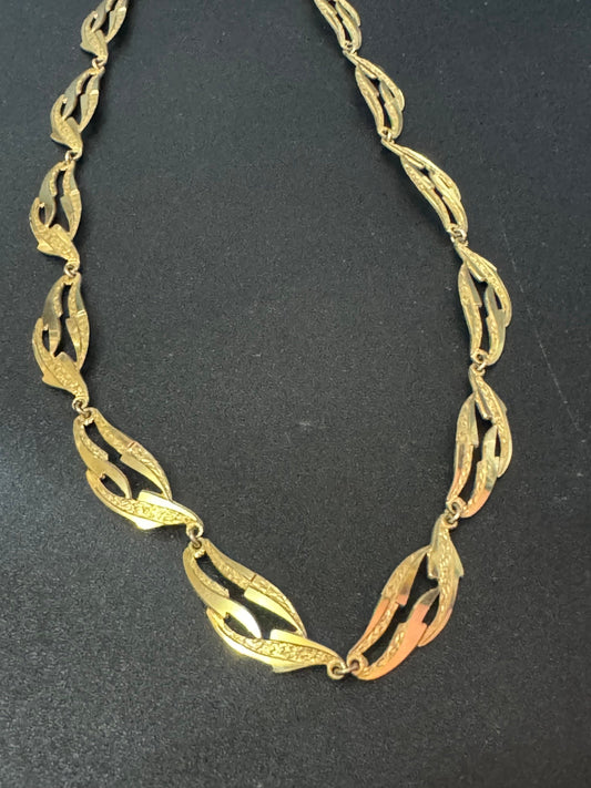 MCM gold plated rolled gold high end choker necklace collar necklace 1940s 1950s adj to 43cm