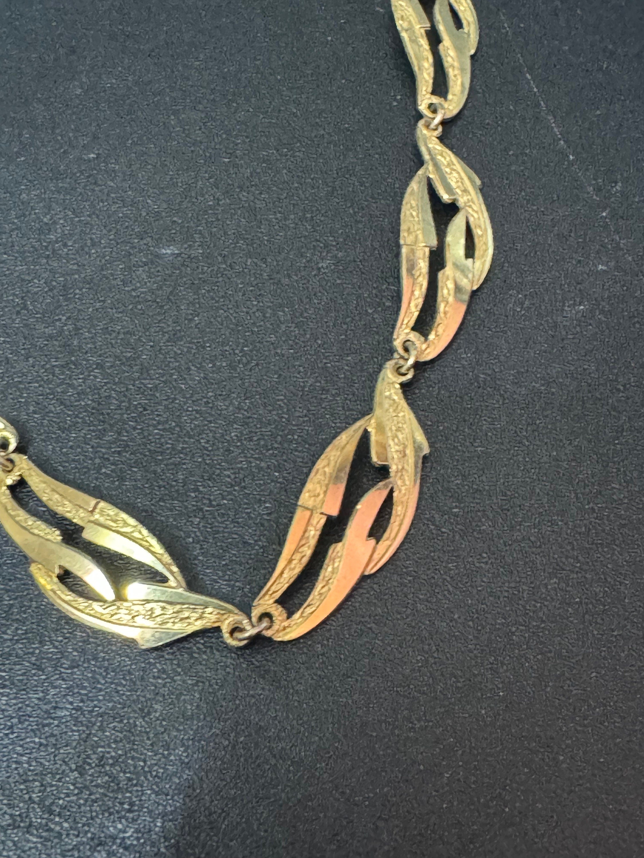 MCM gold plated rolled gold high end choker necklace collar necklace 1940s 1950s adj to 43cm