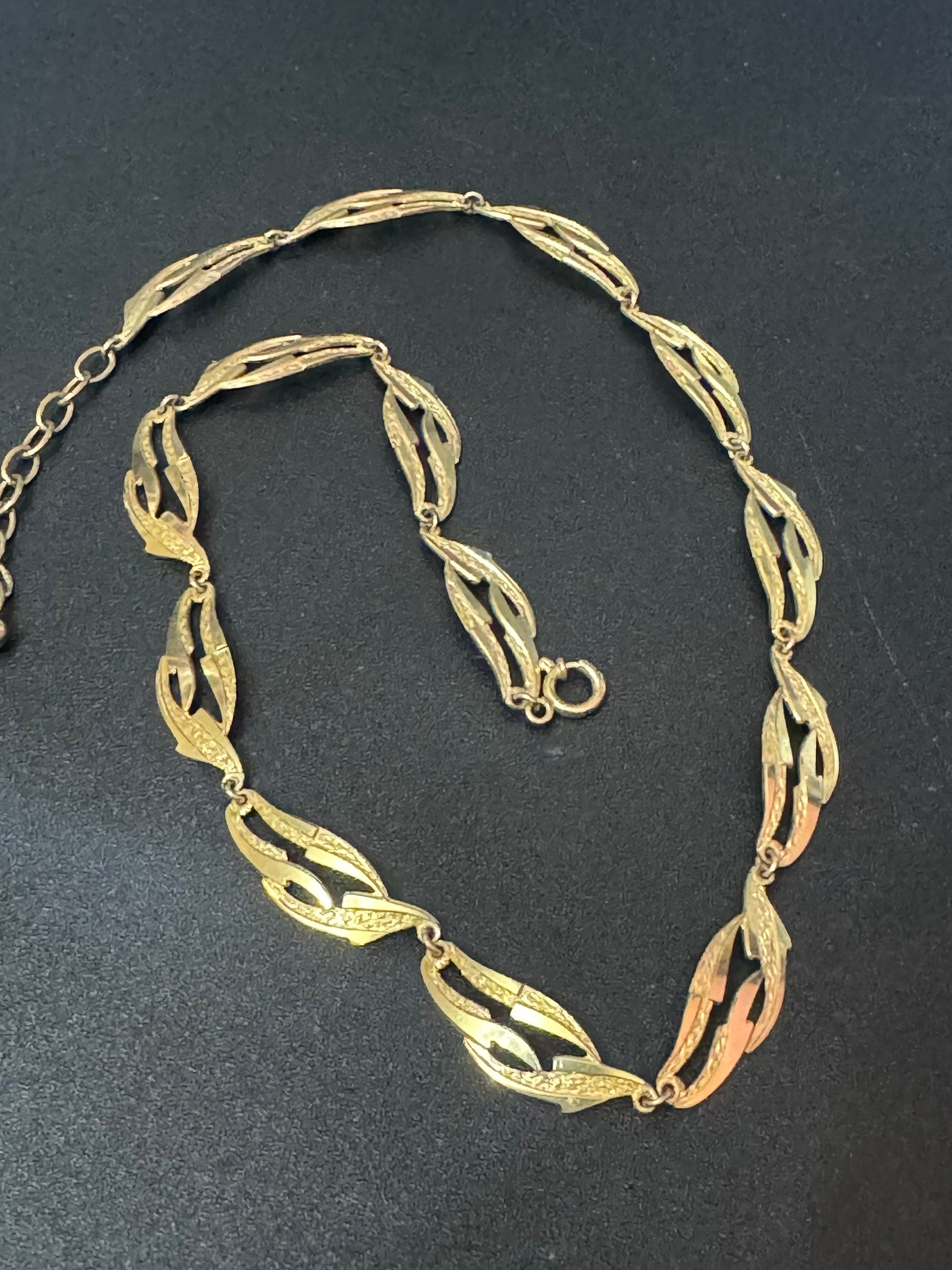 MCM gold plated rolled gold high end choker necklace collar necklace 1940s 1950s adj to 43cm