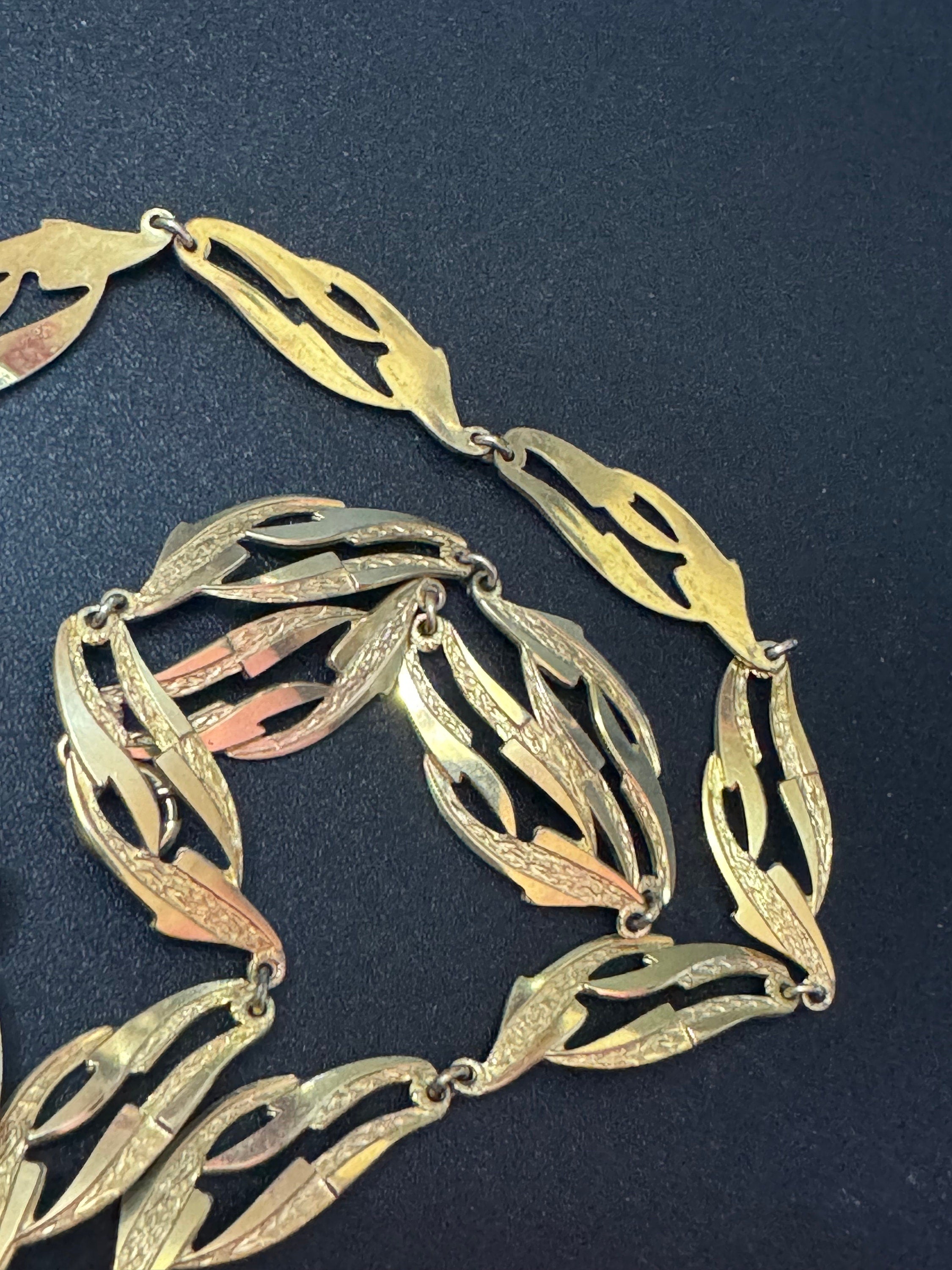 MCM gold plated rolled gold high end choker necklace collar necklace 1940s 1950s adj to 43cm