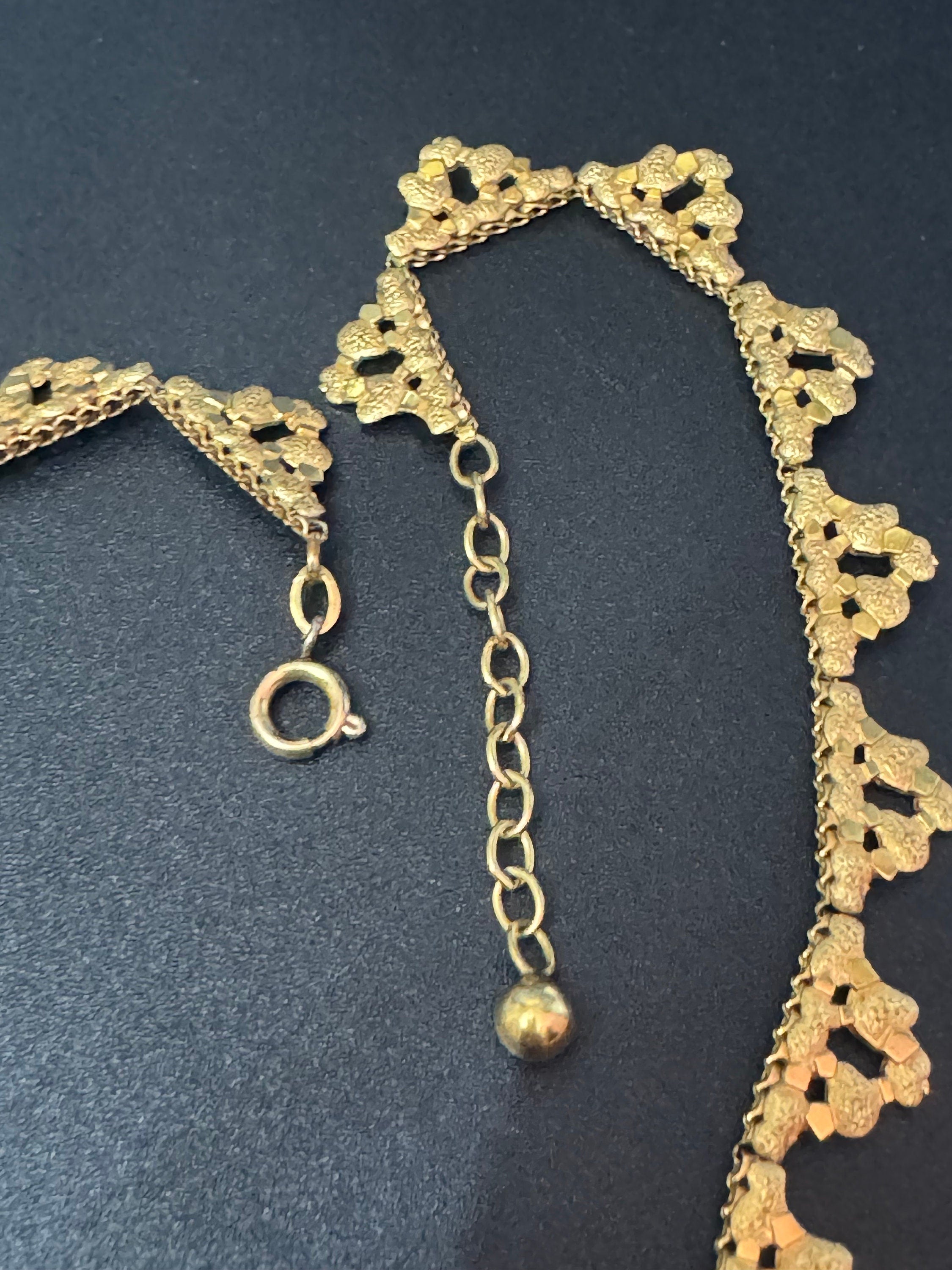 MCM gold plated rolled gold high end choker necklace collar necklace 1940s 1950s adj to 46cm