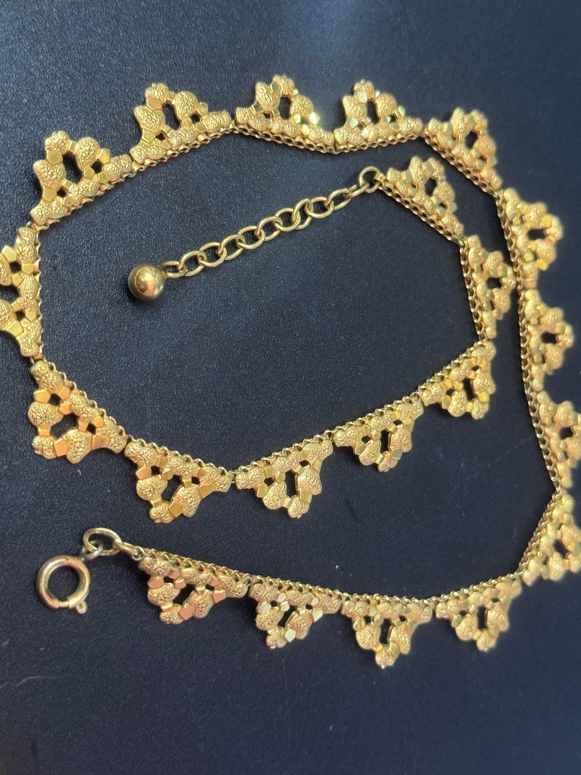 MCM gold plated rolled gold high end choker necklace collar necklace 1940s 1950s adj to 46cm