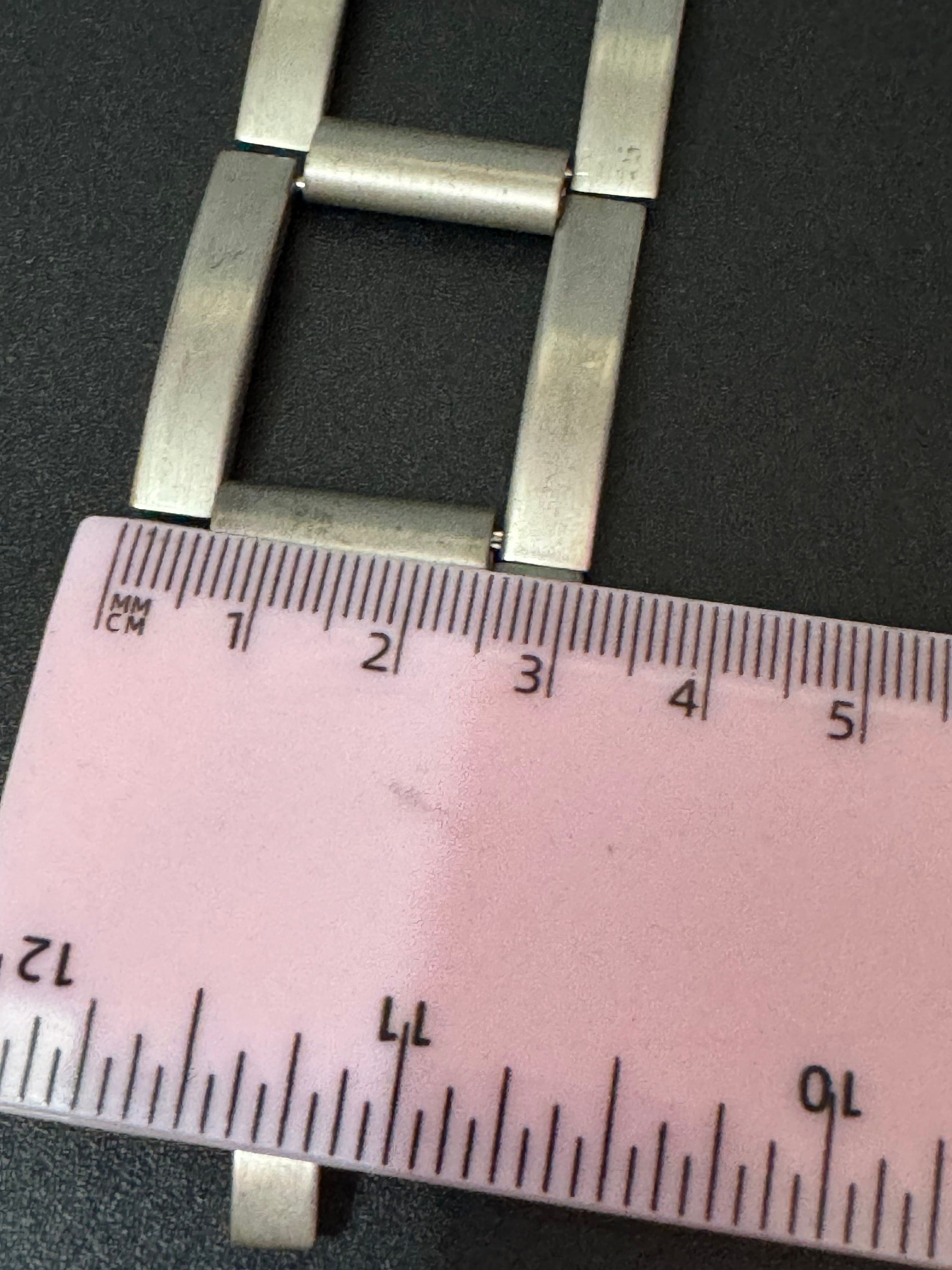 vintage silver tone steel wide brickwork panther link modernist bracelet